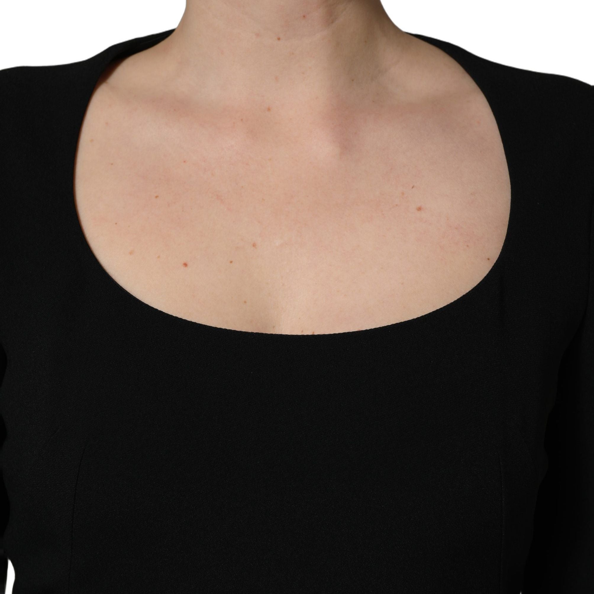 Roberto Cavalli Black Long Sleeves Scoop Neck Mini Dress