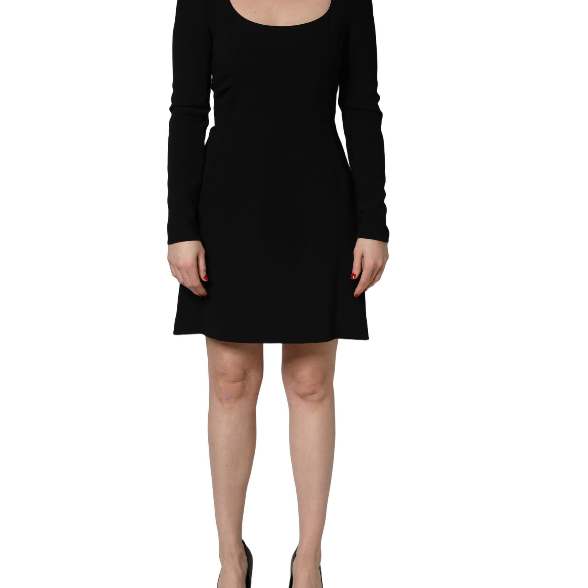 Roberto Cavalli Black Long Sleeves Scoop Neck Mini Dress