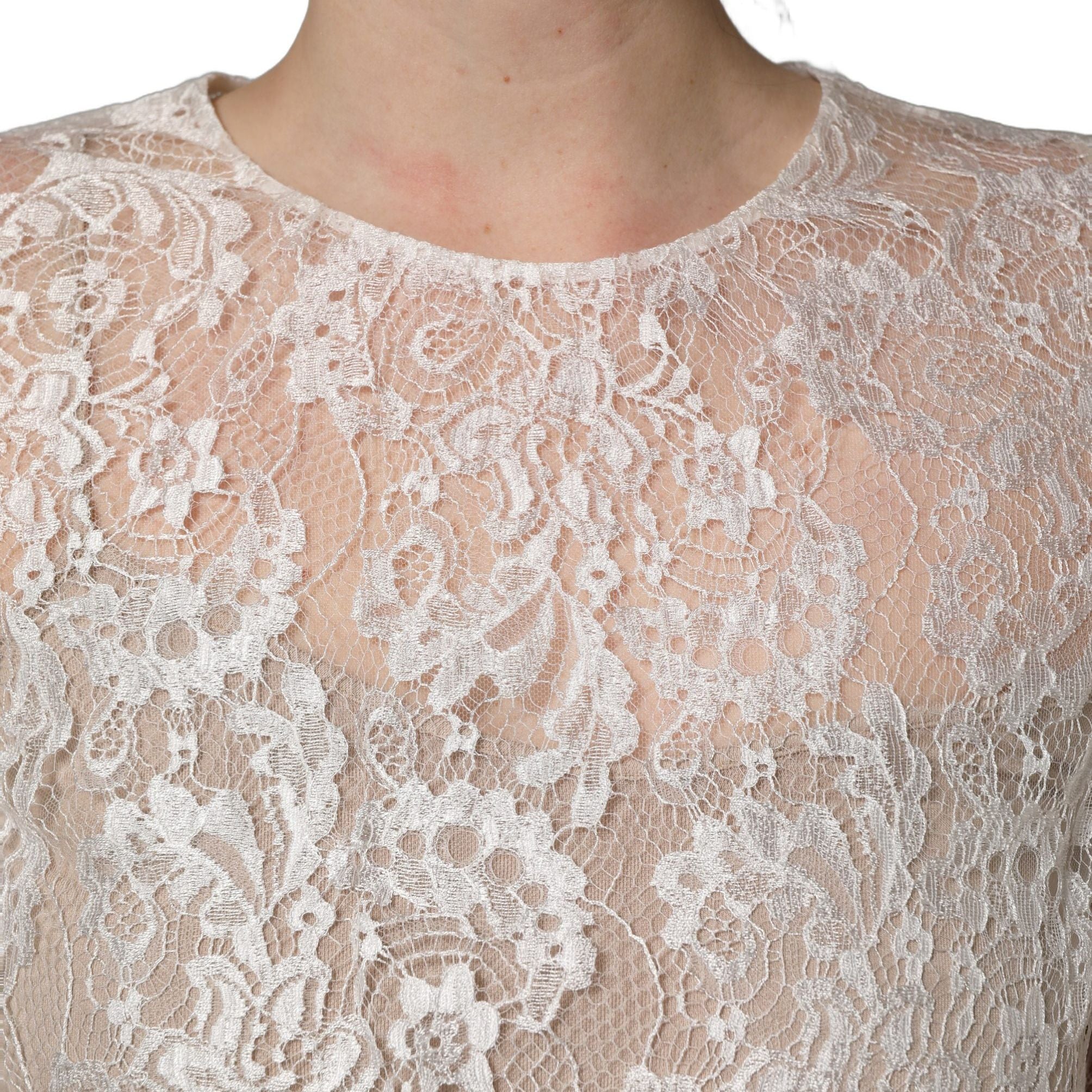 Dolce & Gabbana White Lace Top Embellished Black Skirt Dress