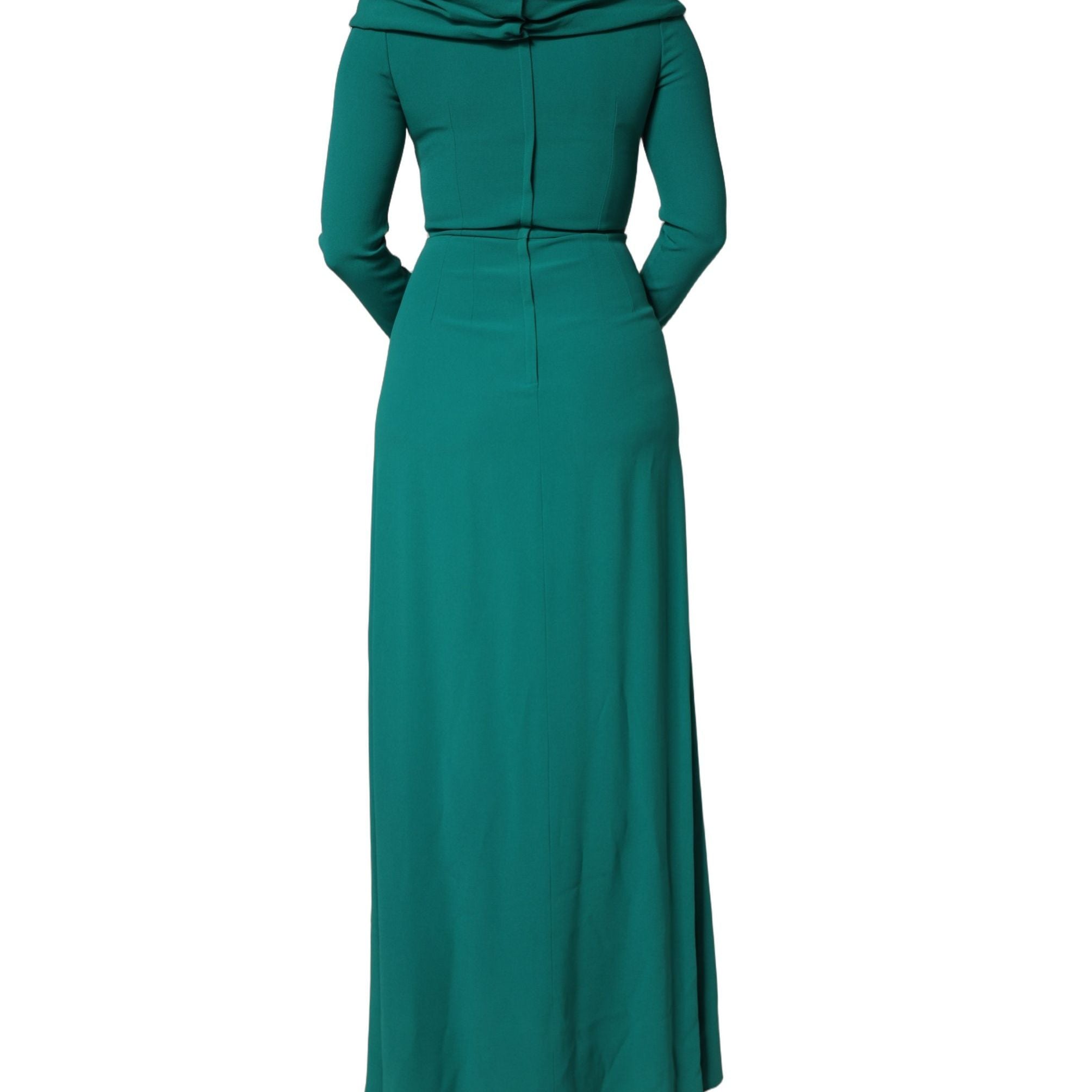 Dolce & Gabbana Green Round Neck Long Sleeves Gown Dress