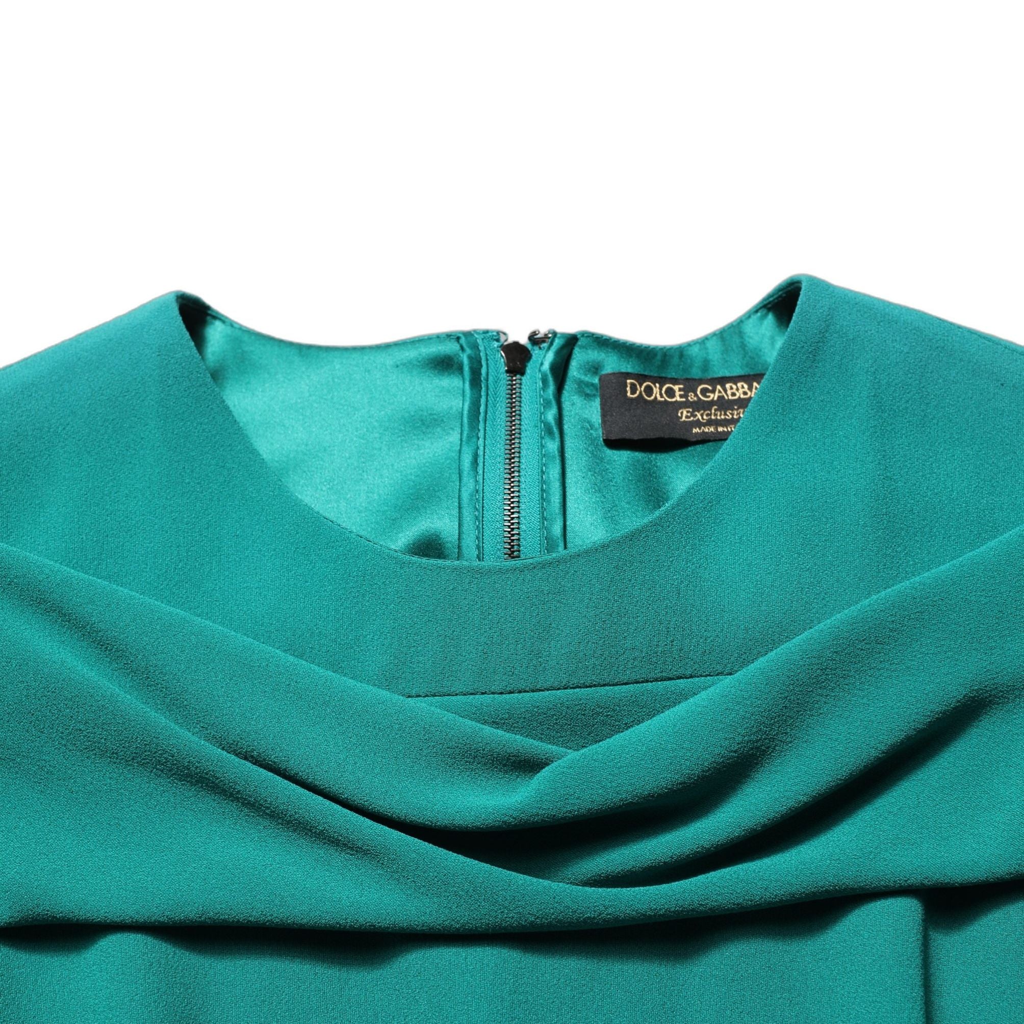 Dolce & Gabbana Green Round Neck Long Sleeves Gown Dress