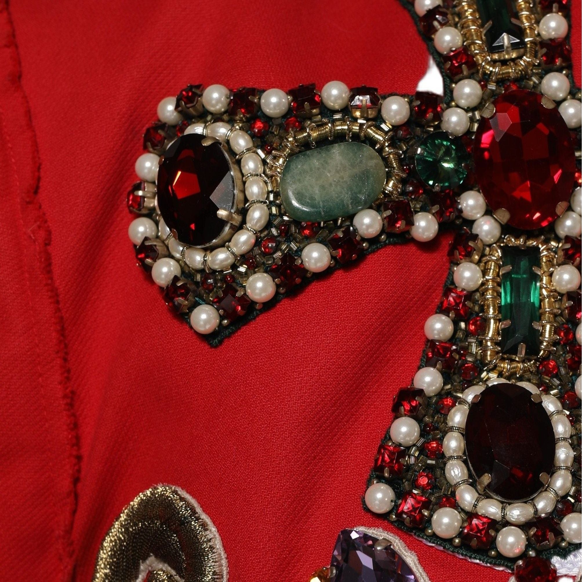 Dolce & Gabbana Multicolor Asymmetrical Ornate Jewel Cropped Jacket