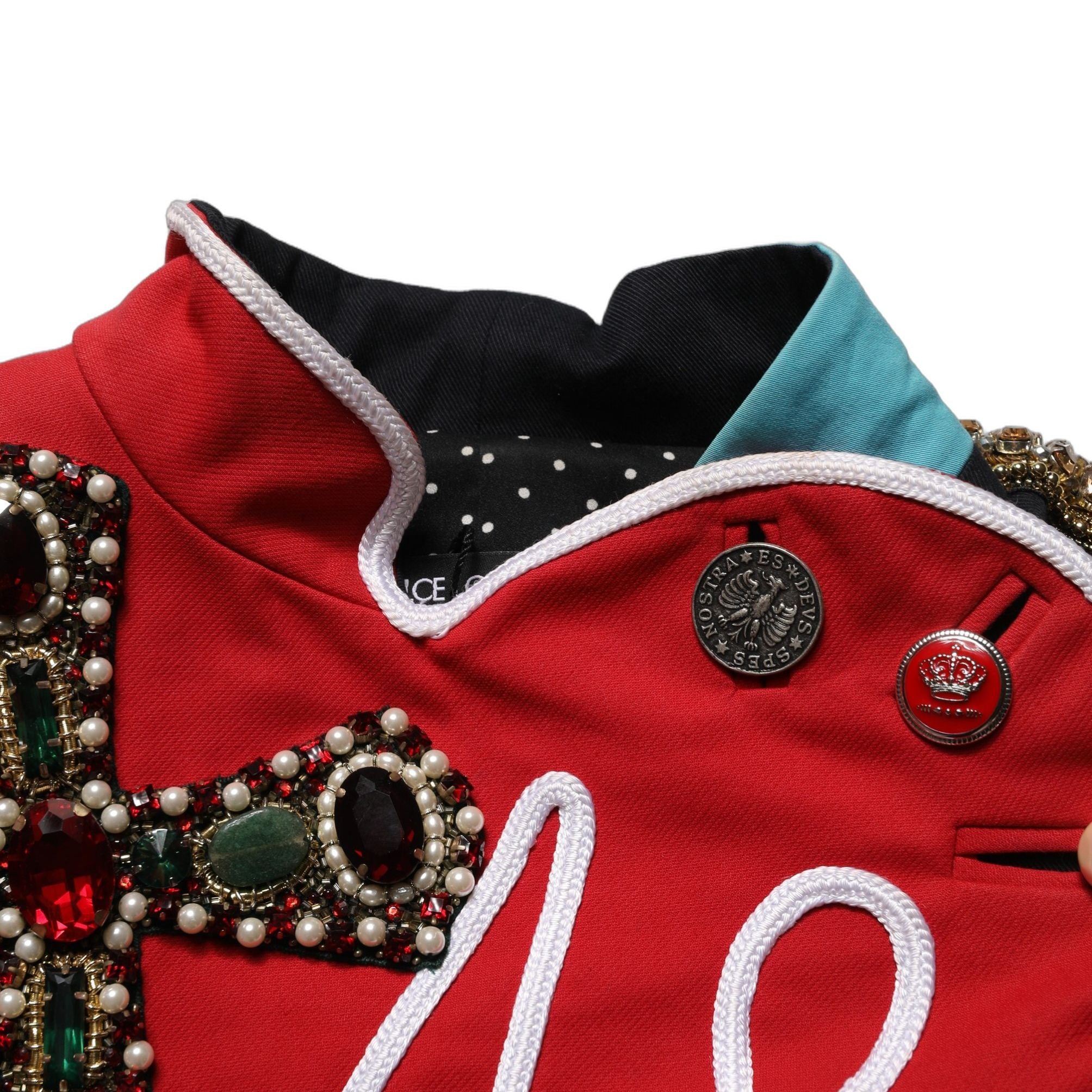 Dolce & Gabbana Multicolor Asymmetrical Ornate Jewel Cropped Jacket
