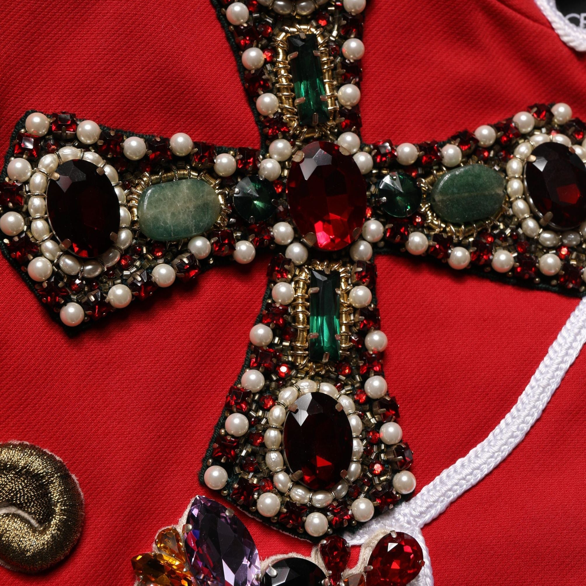 Dolce & Gabbana Multicolor Asymmetrical Ornate Jewel Cropped Jacket