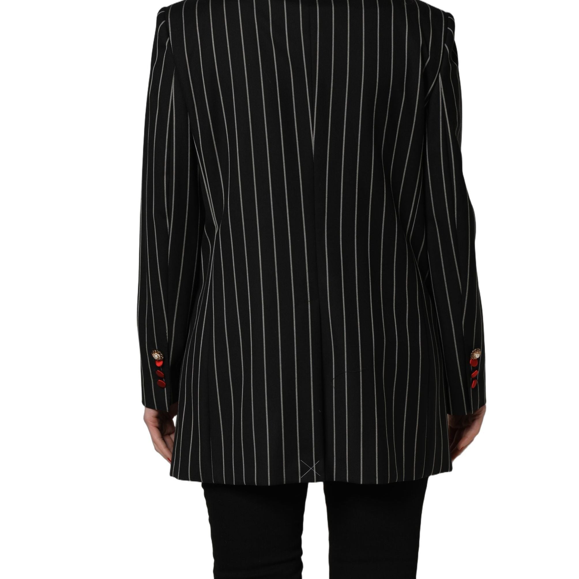 Dolce & Gabbana Black Stripe Double-Breasted Blazer Jacket