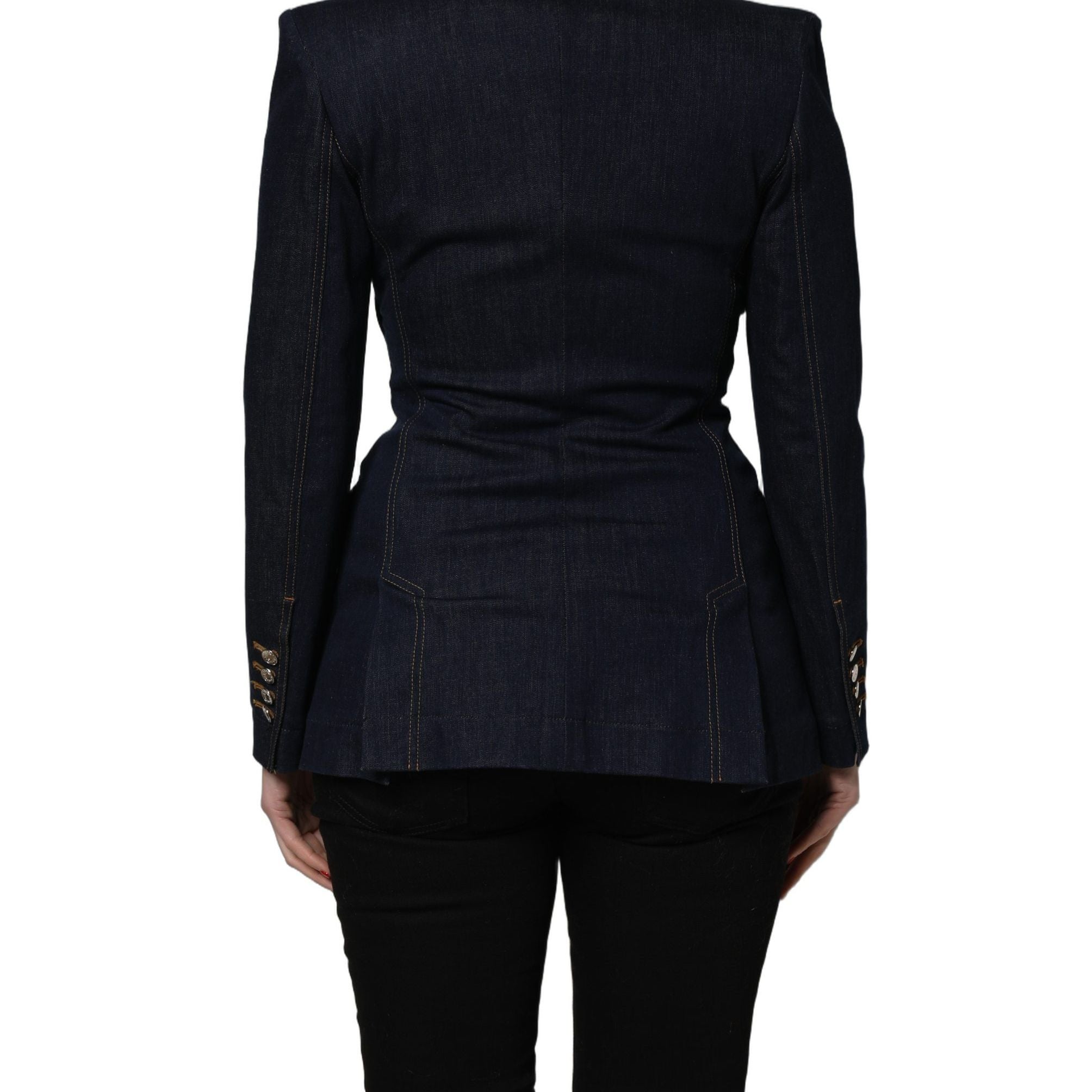 Dolce & Gabbana Blue Single-Breasted Denim Blazer Jacket