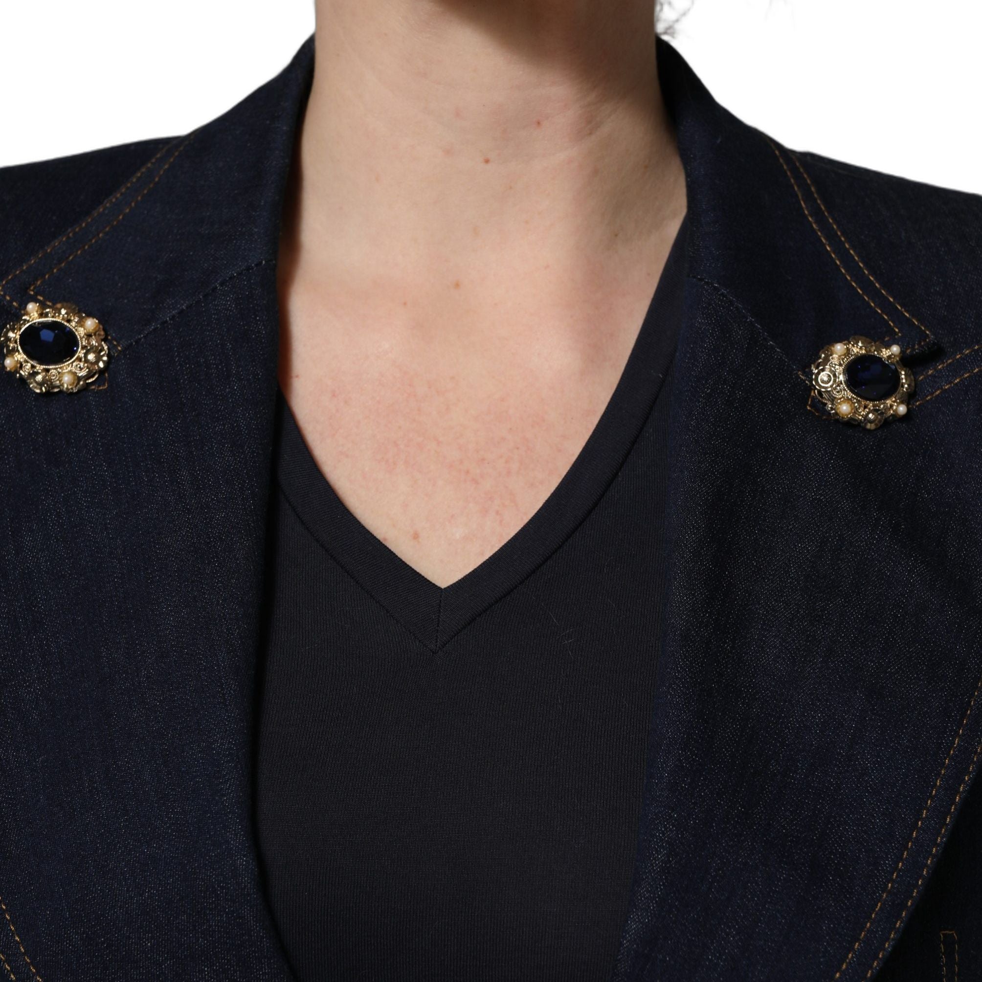 Dolce & Gabbana Blue Single-Breasted Denim Blazer Jacket