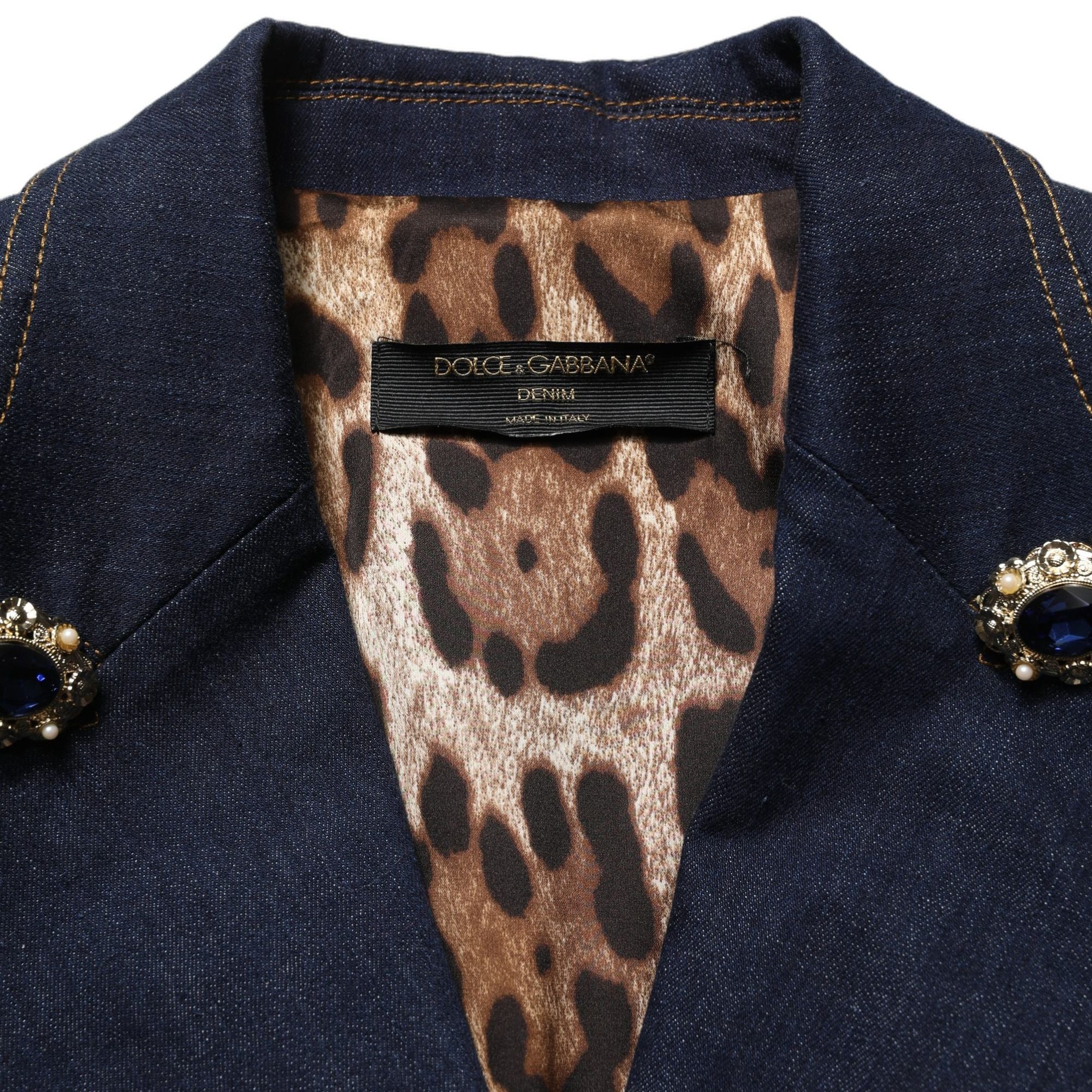 Dolce & Gabbana Blue Single-Breasted Denim Blazer Jacket