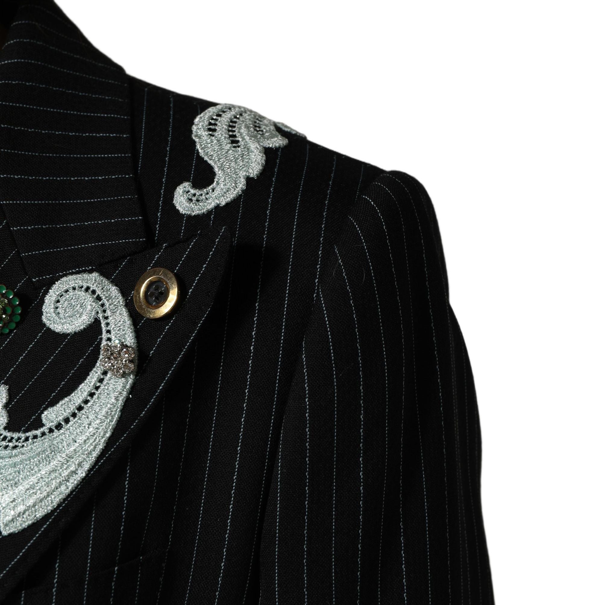 Dolce & Gabbana Black Stripe Double-Breasted Blazer Jacket