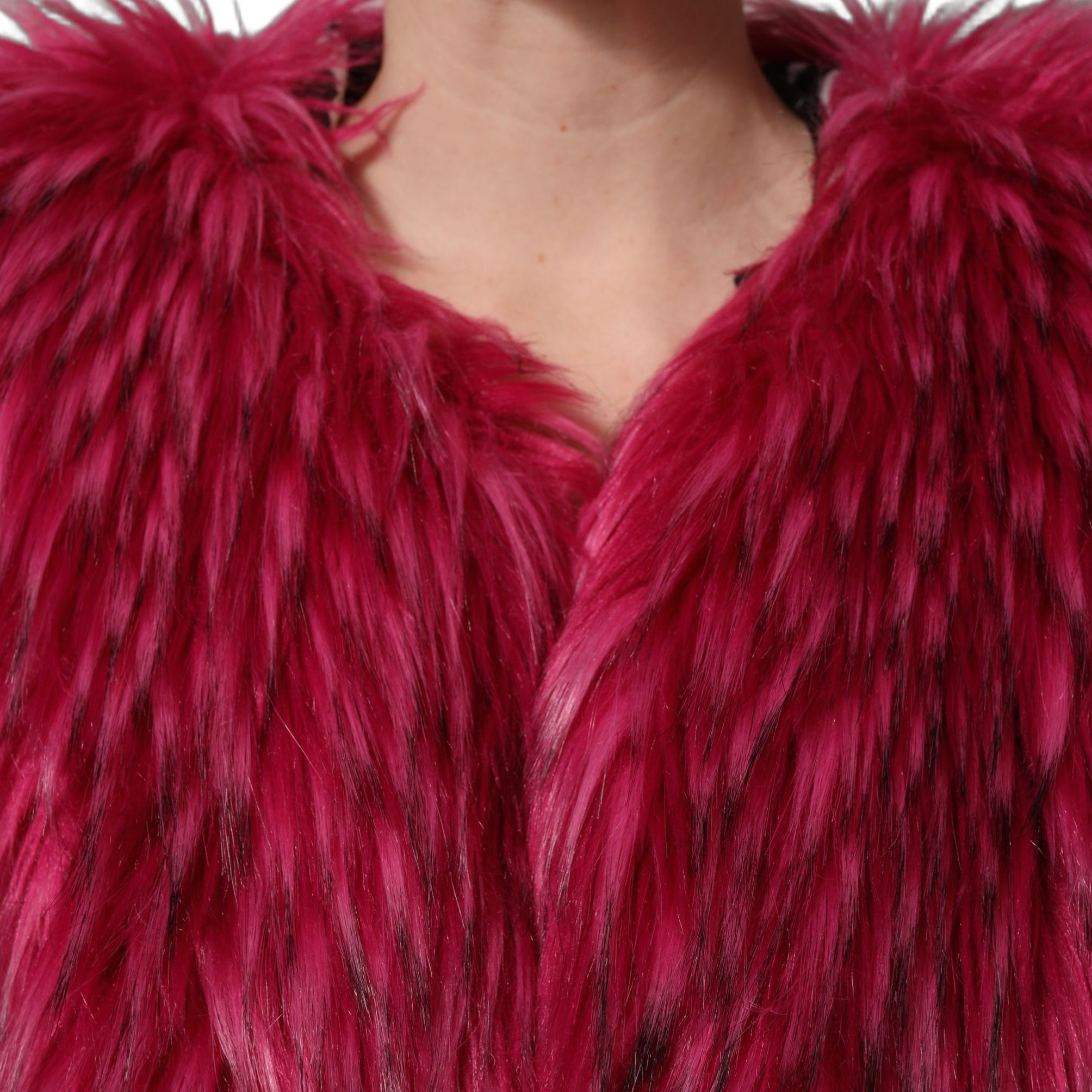 Dolce & Gabbana Fuchsia Belted Faux-Fur Trench Coat Jacket