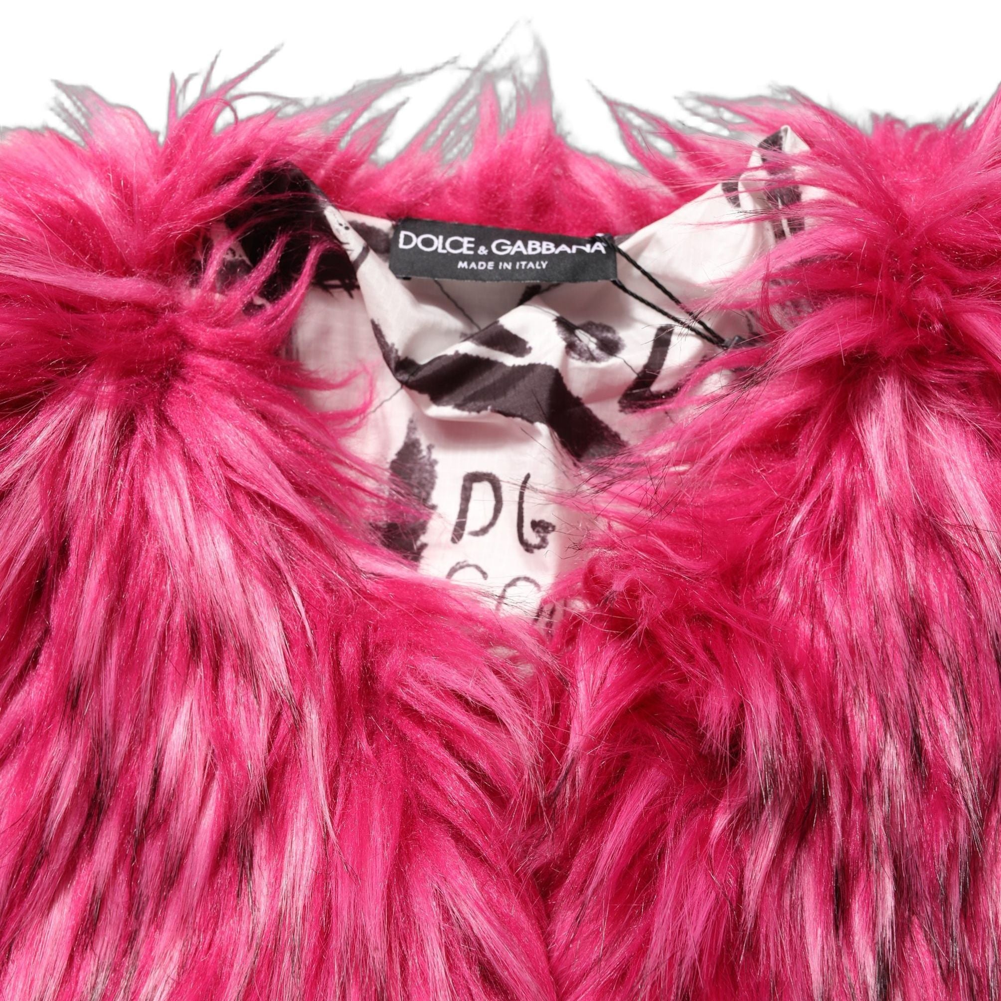 Dolce & Gabbana Fuchsia Belted Faux-Fur Trench Coat Jacket