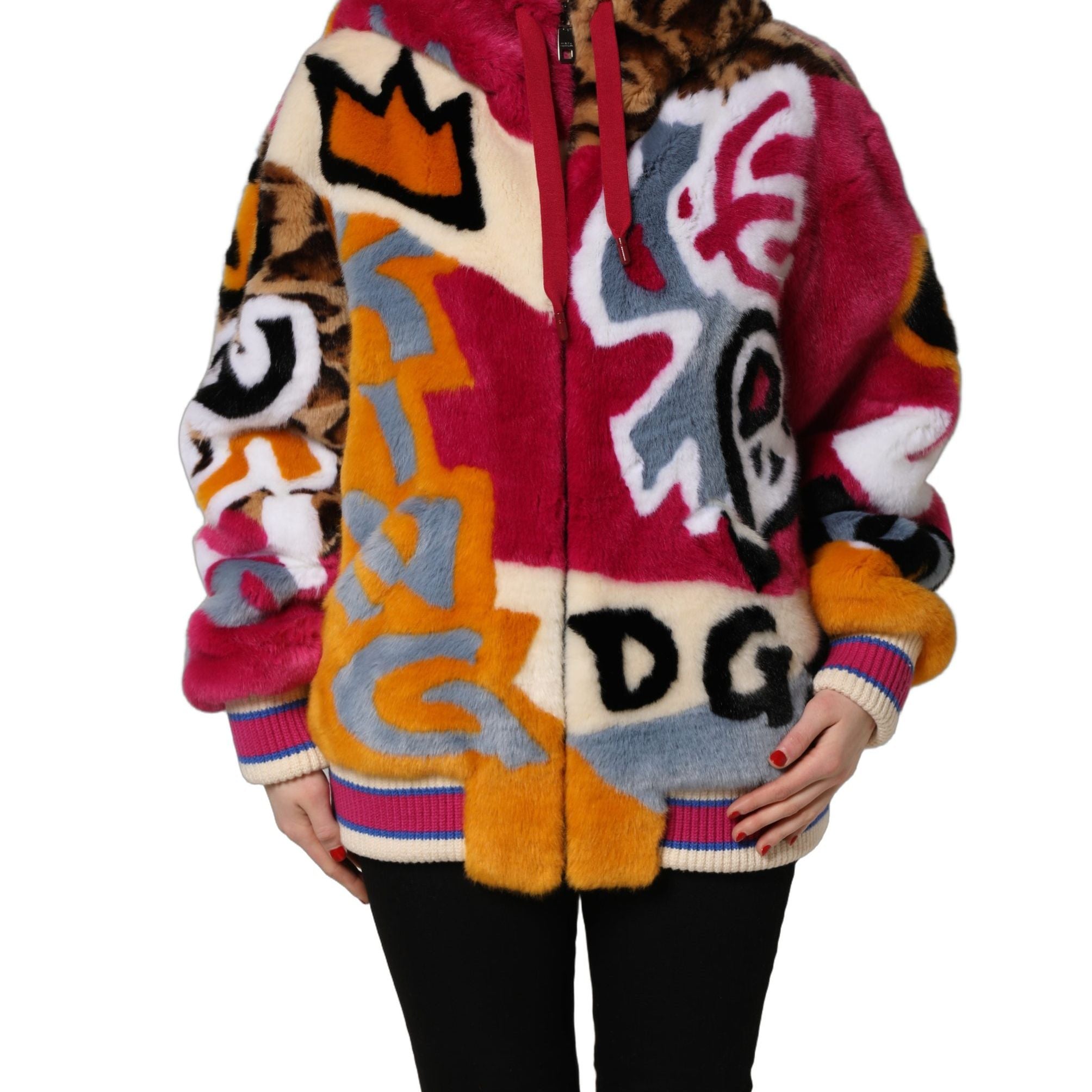 Dolce & Gabbana Multicolor Graffiti Print Full Zip Hooded Jacket