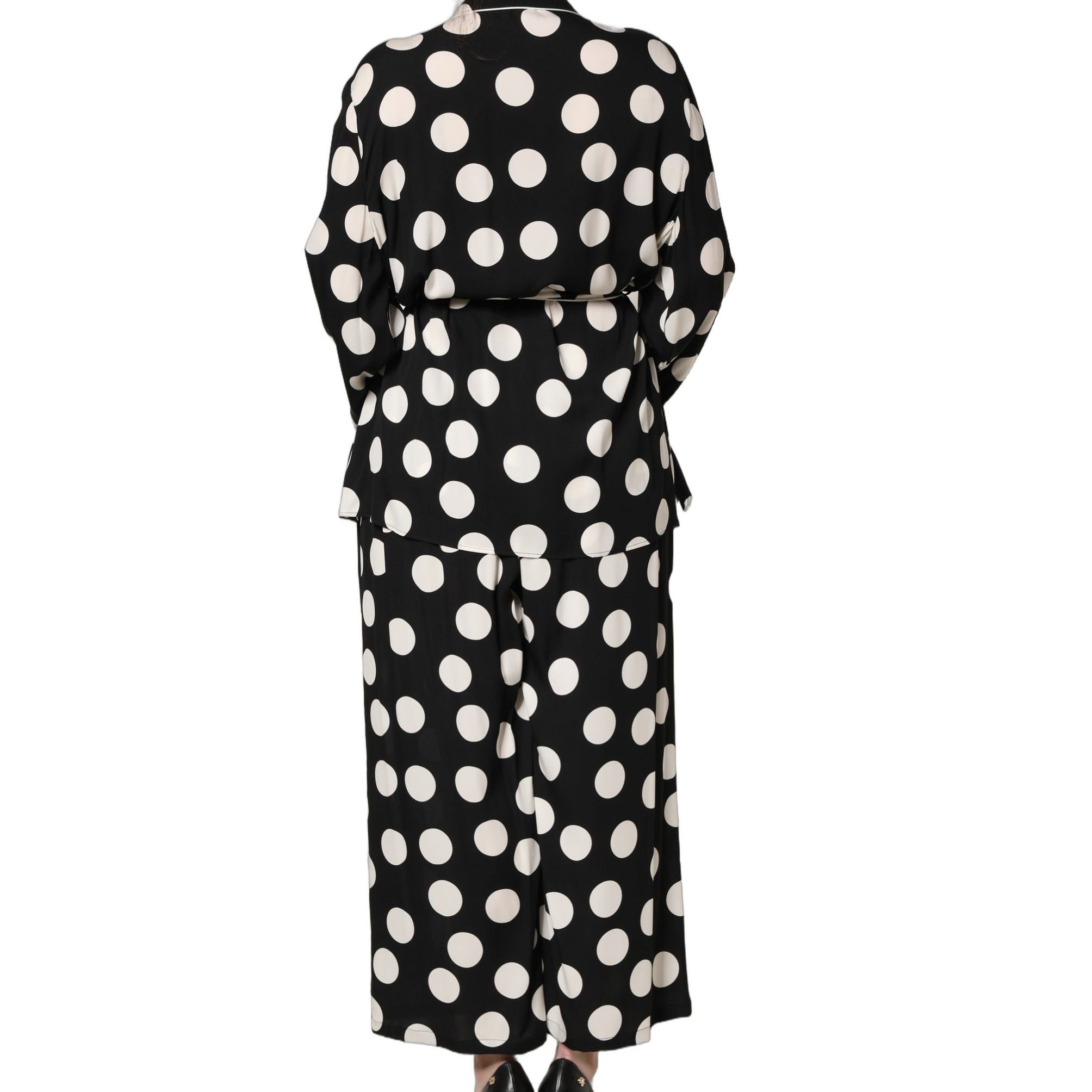 Dolce & Gabbana Black White Polka Dot Pajama 2 Piece Set Sleepwear
