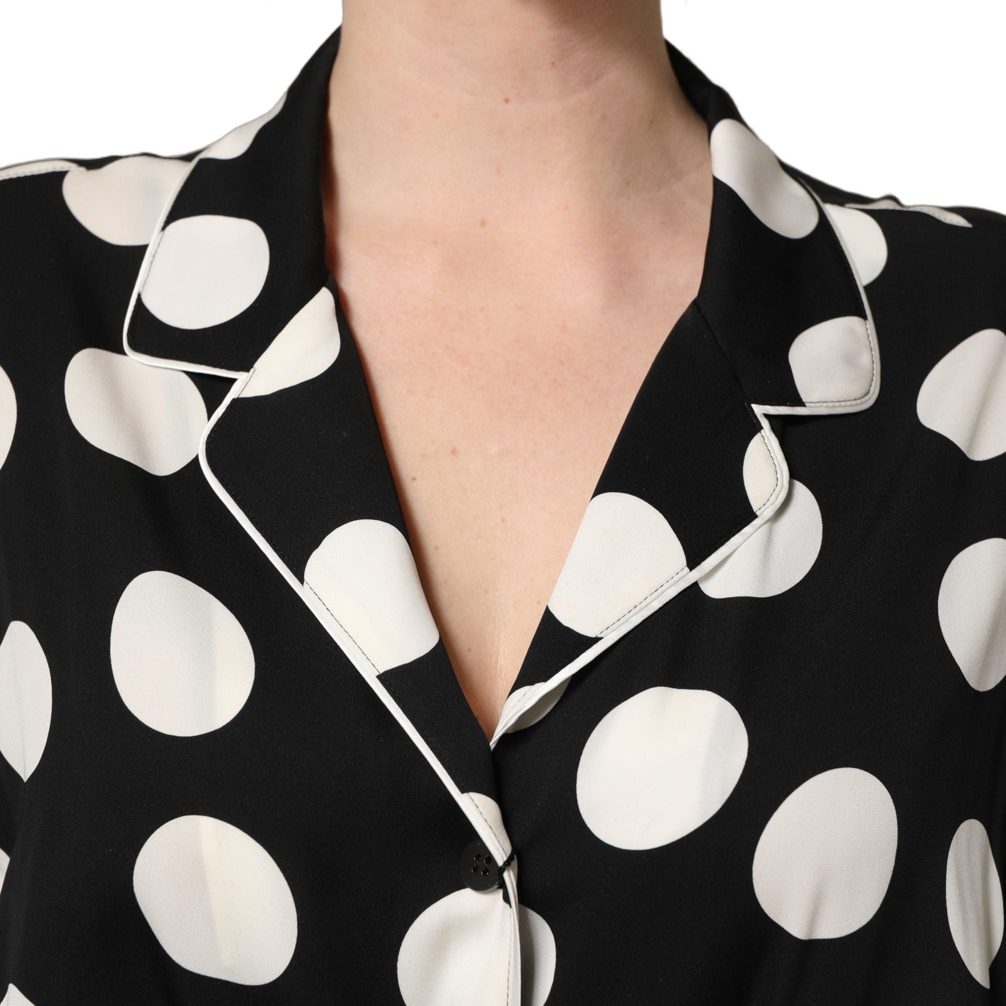 Dolce & Gabbana Black White Polka Dot Pajama 2 Piece Set Sleepwear