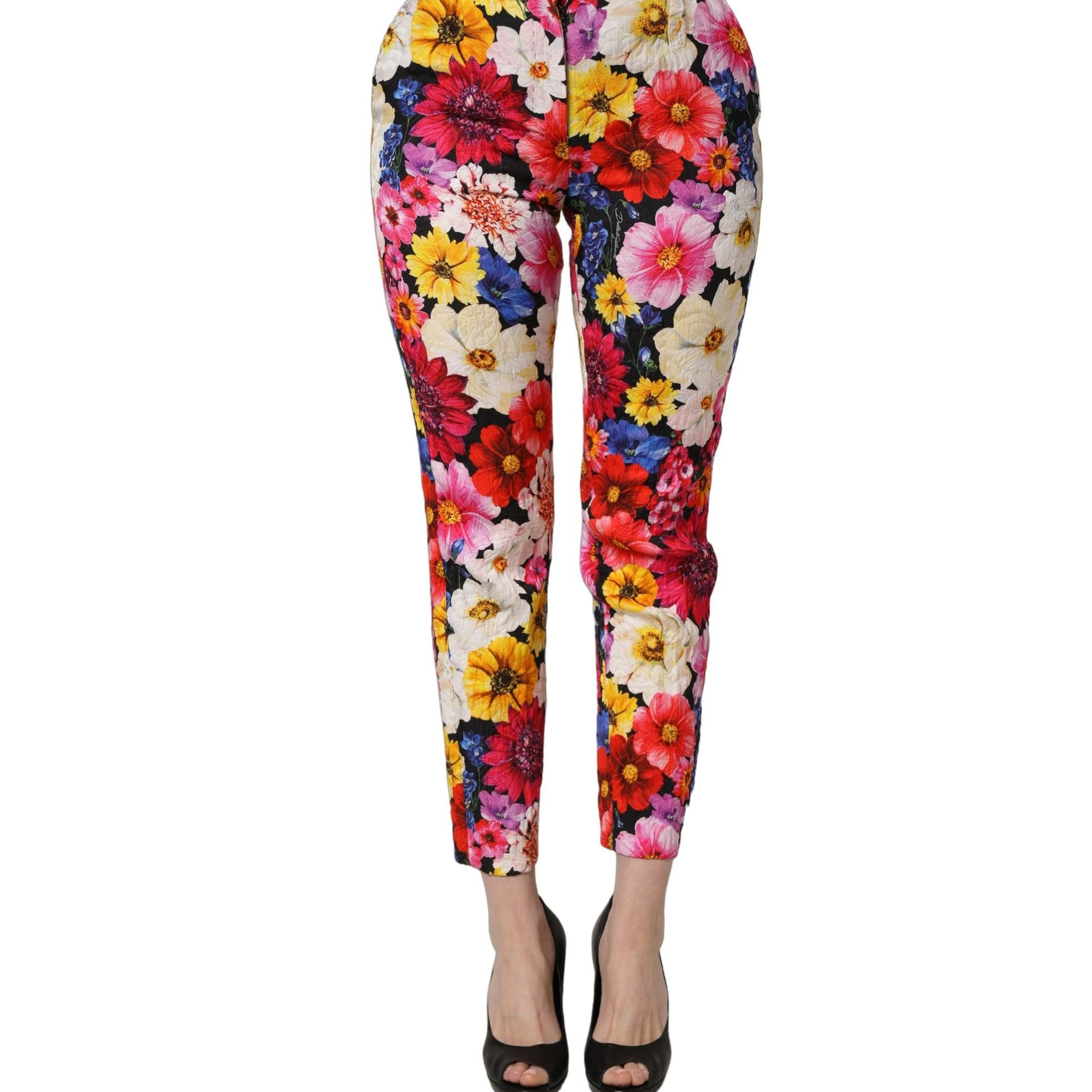 Dolce & Gabbana Multicolor Floral Print Tapered Trouser Pants