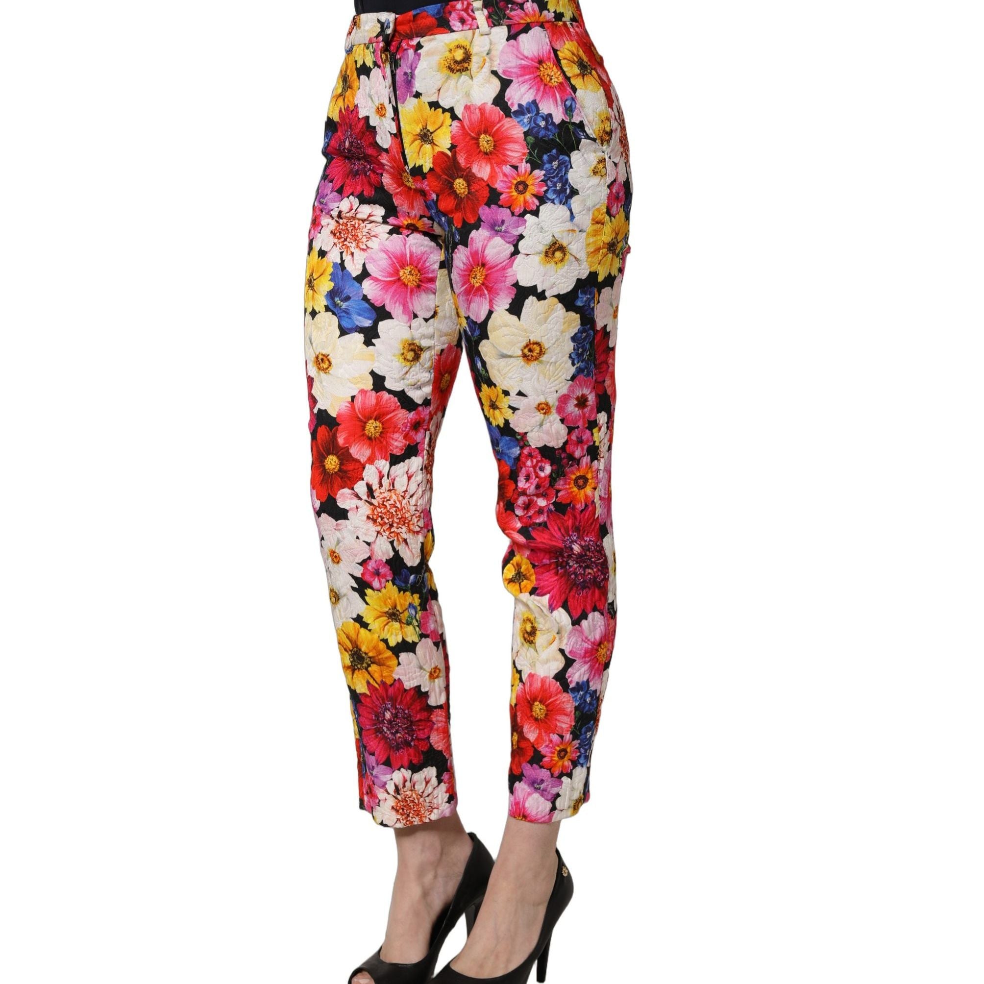 Dolce & Gabbana Multicolor Floral Print Tapered Trouser Pants