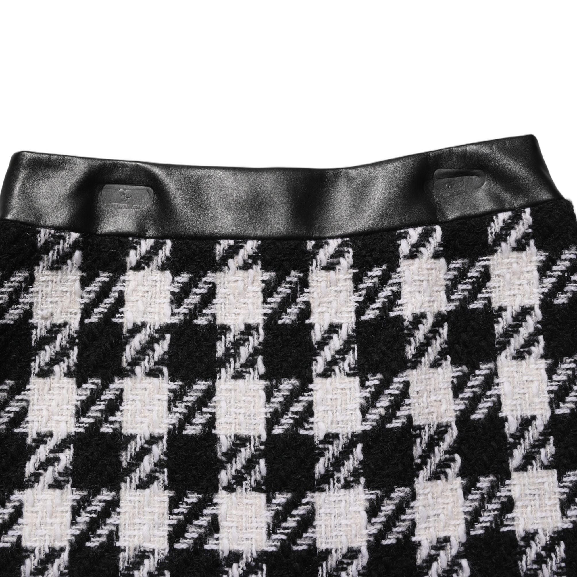 Dolce & Gabbana Black White Tweed Houndstooth Mini Skirt