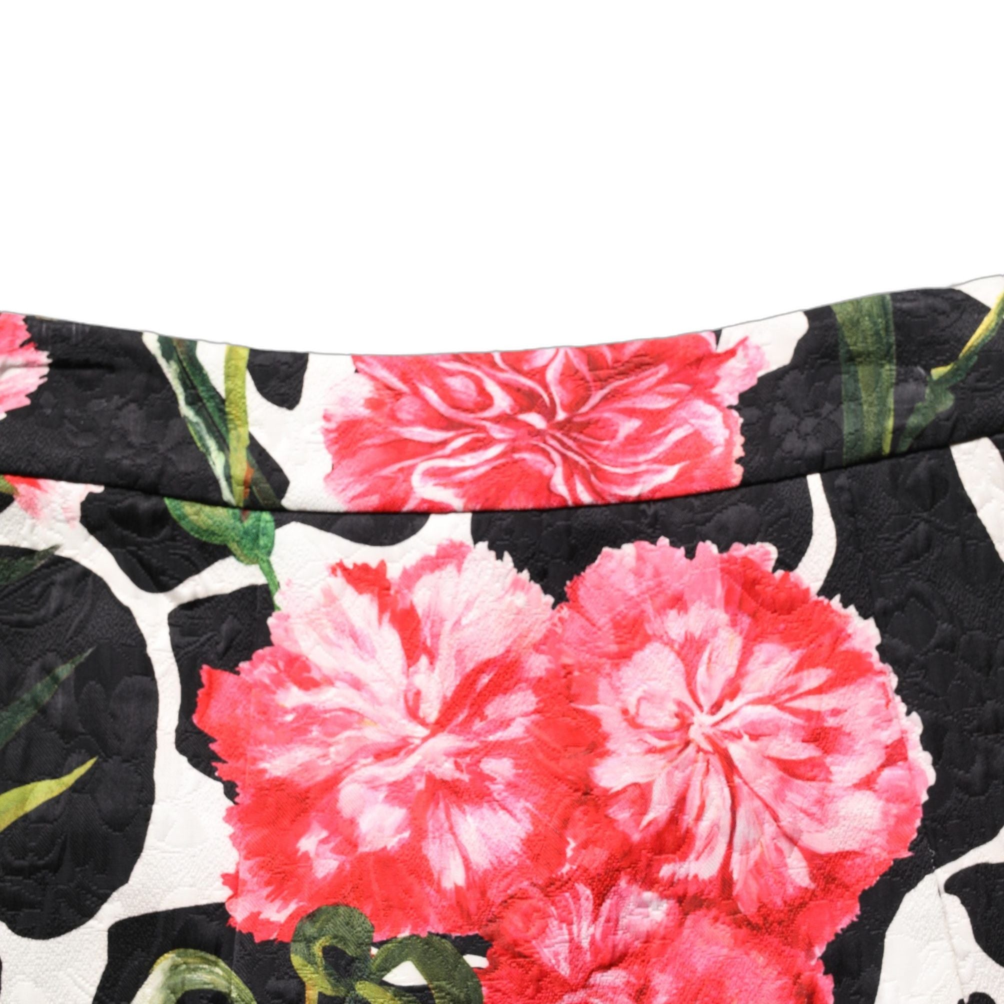 Dolce & Gabbana Black Pink Carnation Floral Print Jacquard Mini Skirt
