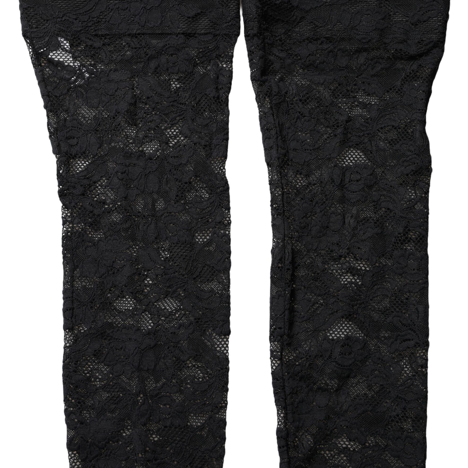 Dolce & Gabbana Black Floral Lace Thigh High Stockings Socks