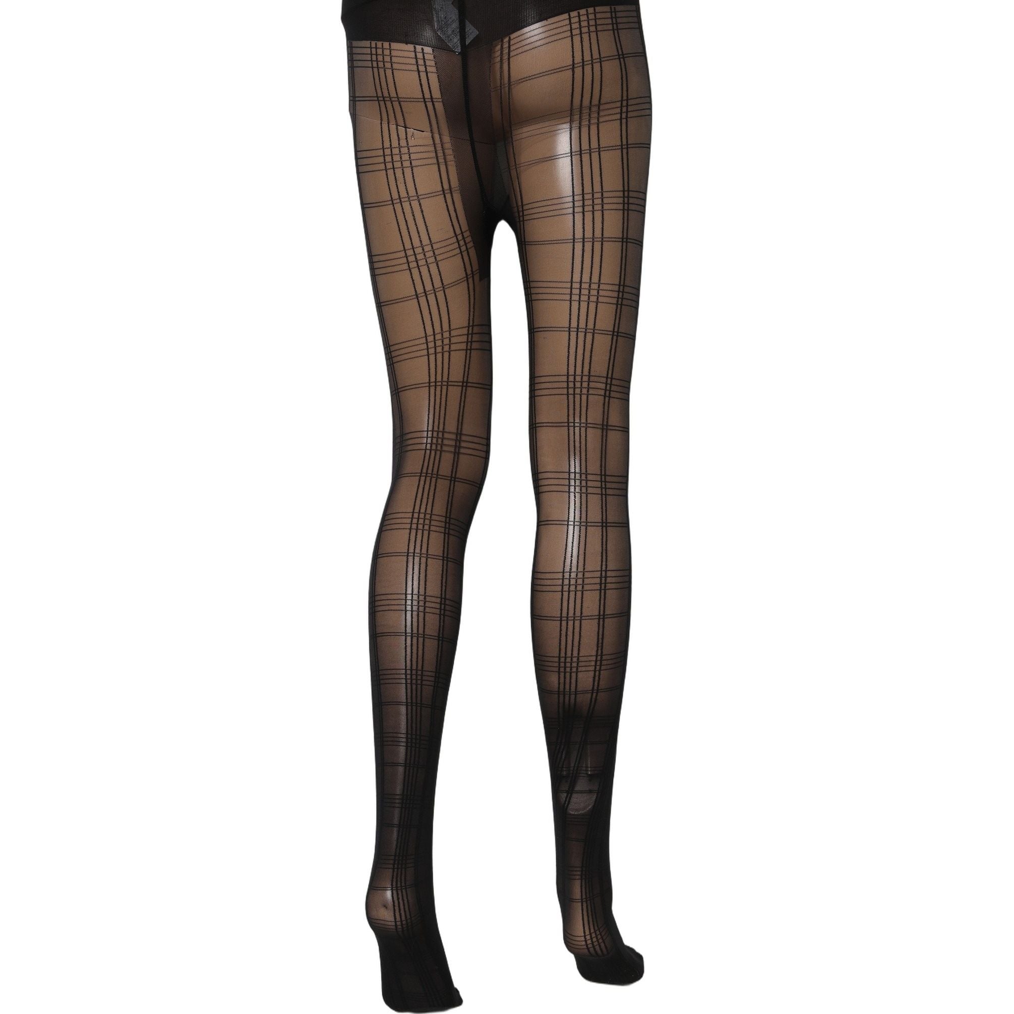 Dolce & Gabbana Black Nylon Tartan Pattern Tights Stockings Socks