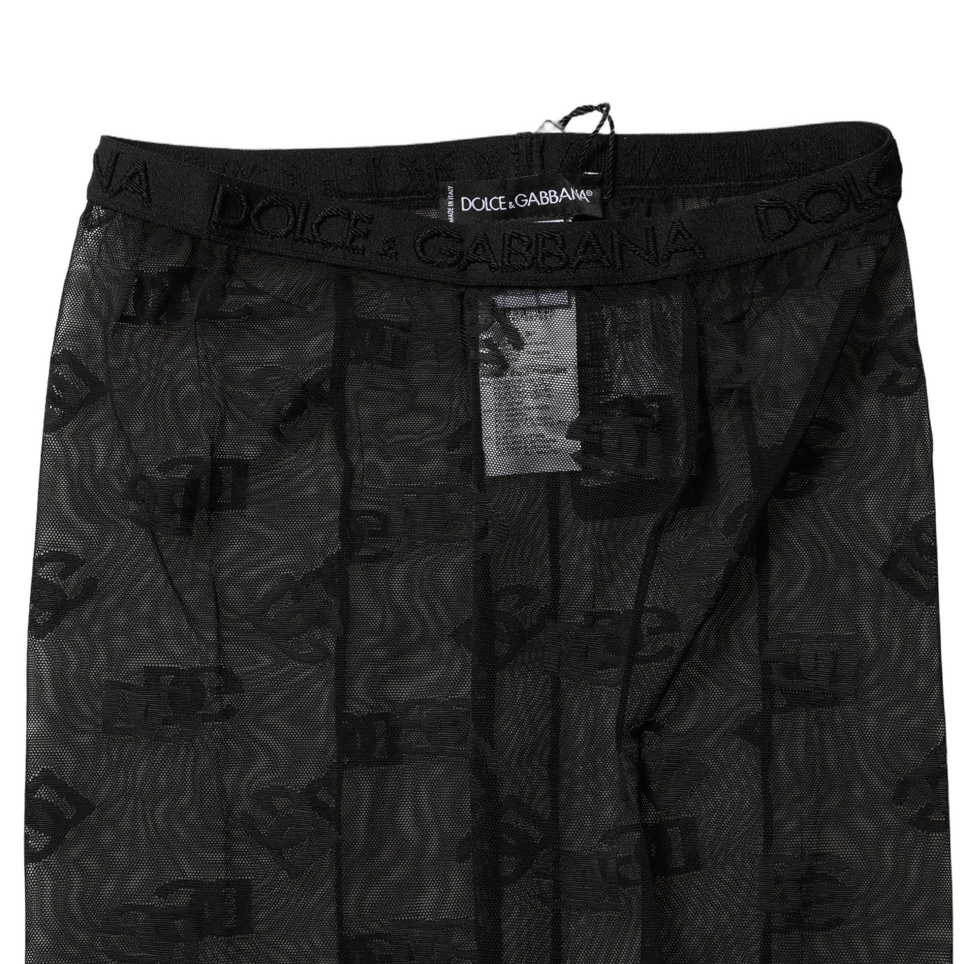 Dolce & Gabbana Black Nylon Logo Pattern Tights Stockings Socks