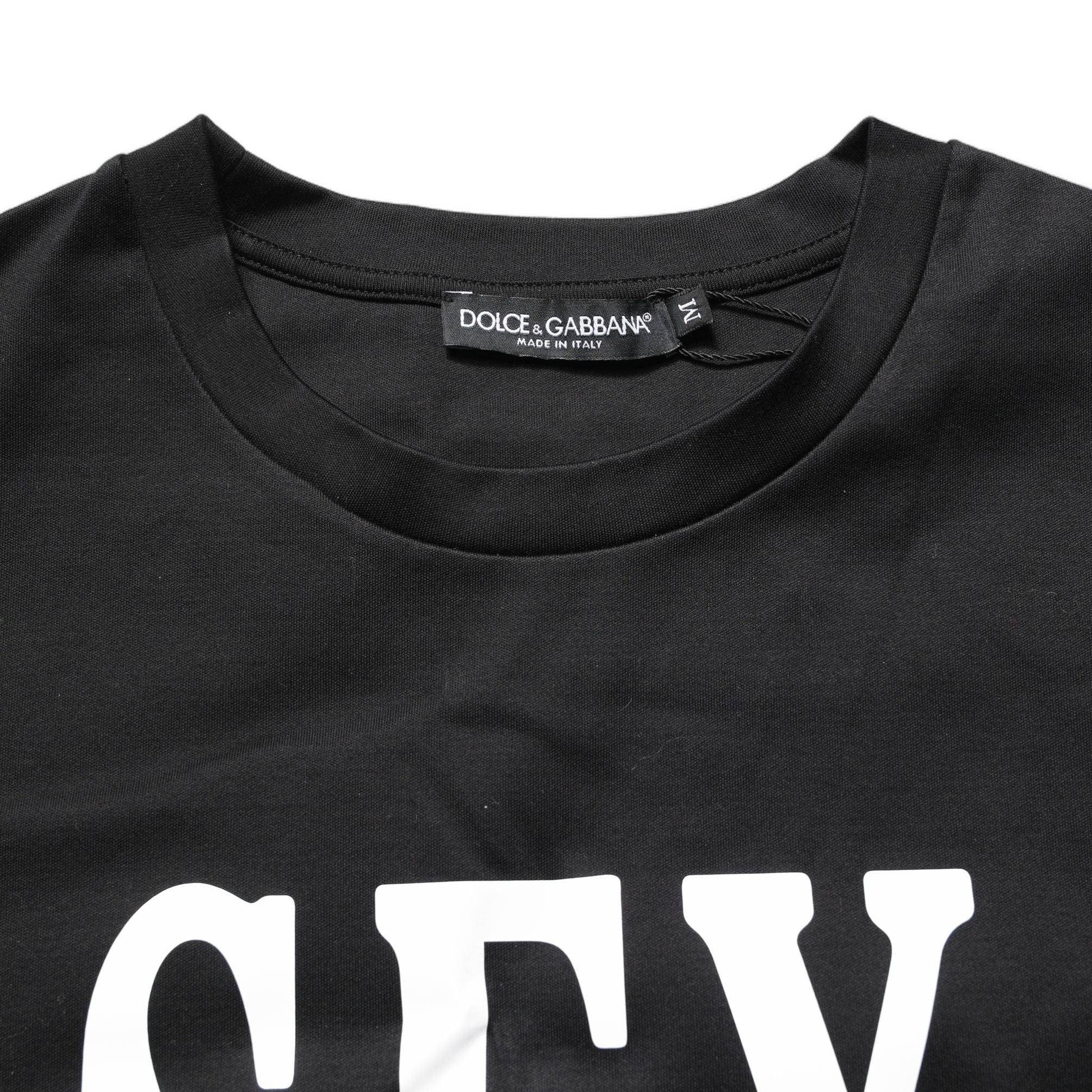 Dolce & Gabbana Black Jersey Graphic Short Sleeve Crew Neck T-shirt