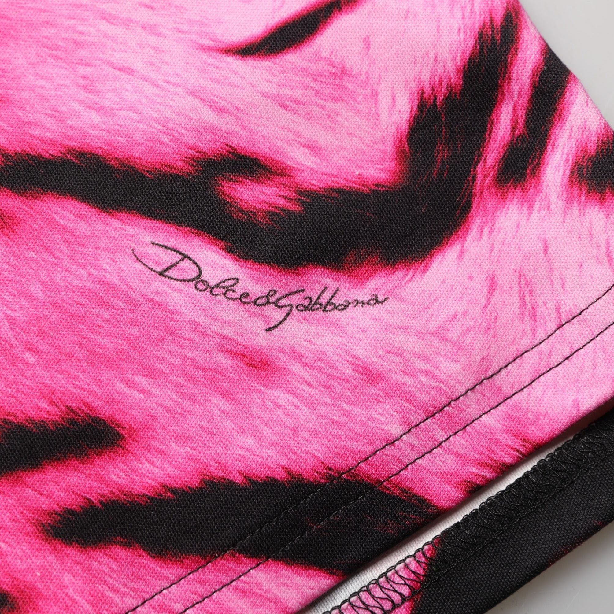 Dolce & Gabbana Pink Zebra Sleeveless Crew Neck Cropped T-shirt