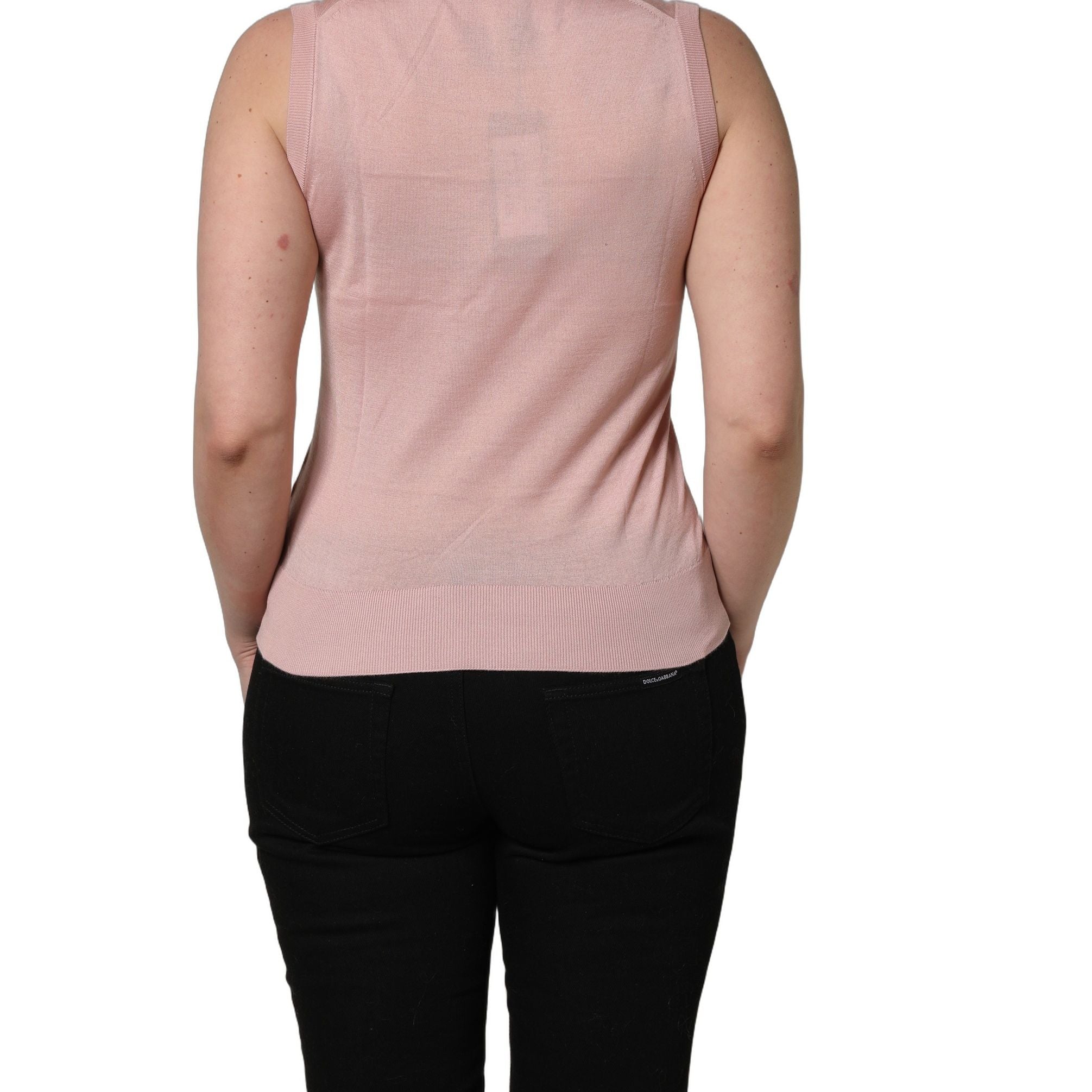 Dolce & Gabbana Pink Sleeveless Cashmere Knitted Tank Top