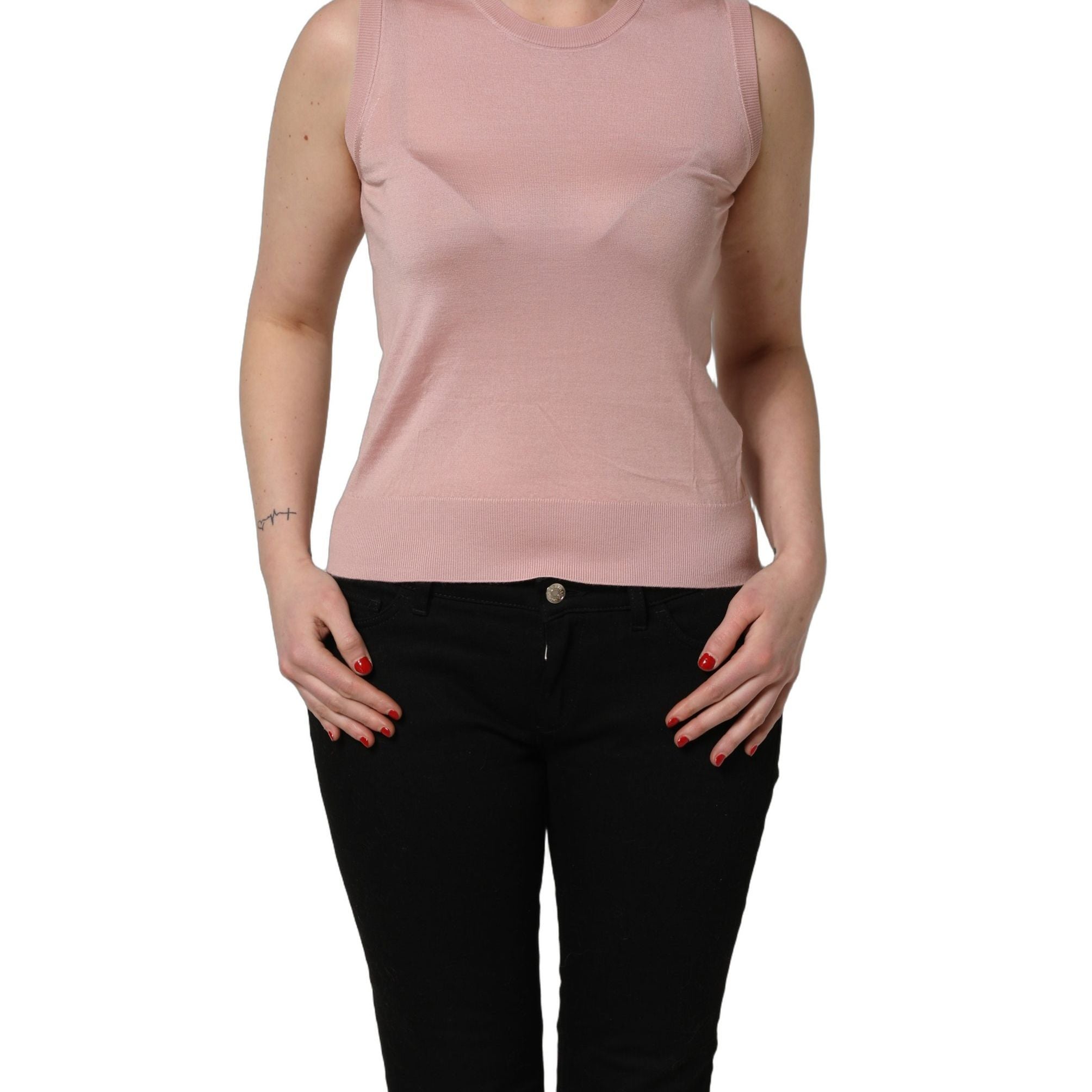Dolce & Gabbana Pink Sleeveless Cashmere Knitted Tank Top