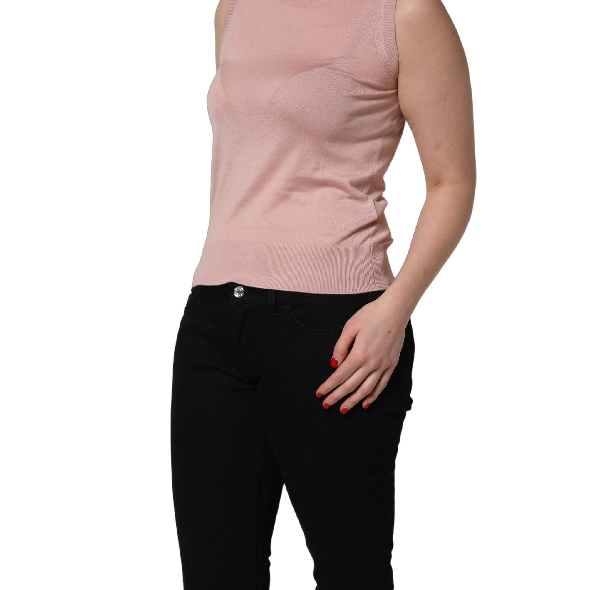 Dolce & Gabbana Pink Sleeveless Cashmere Knitted Tank Top