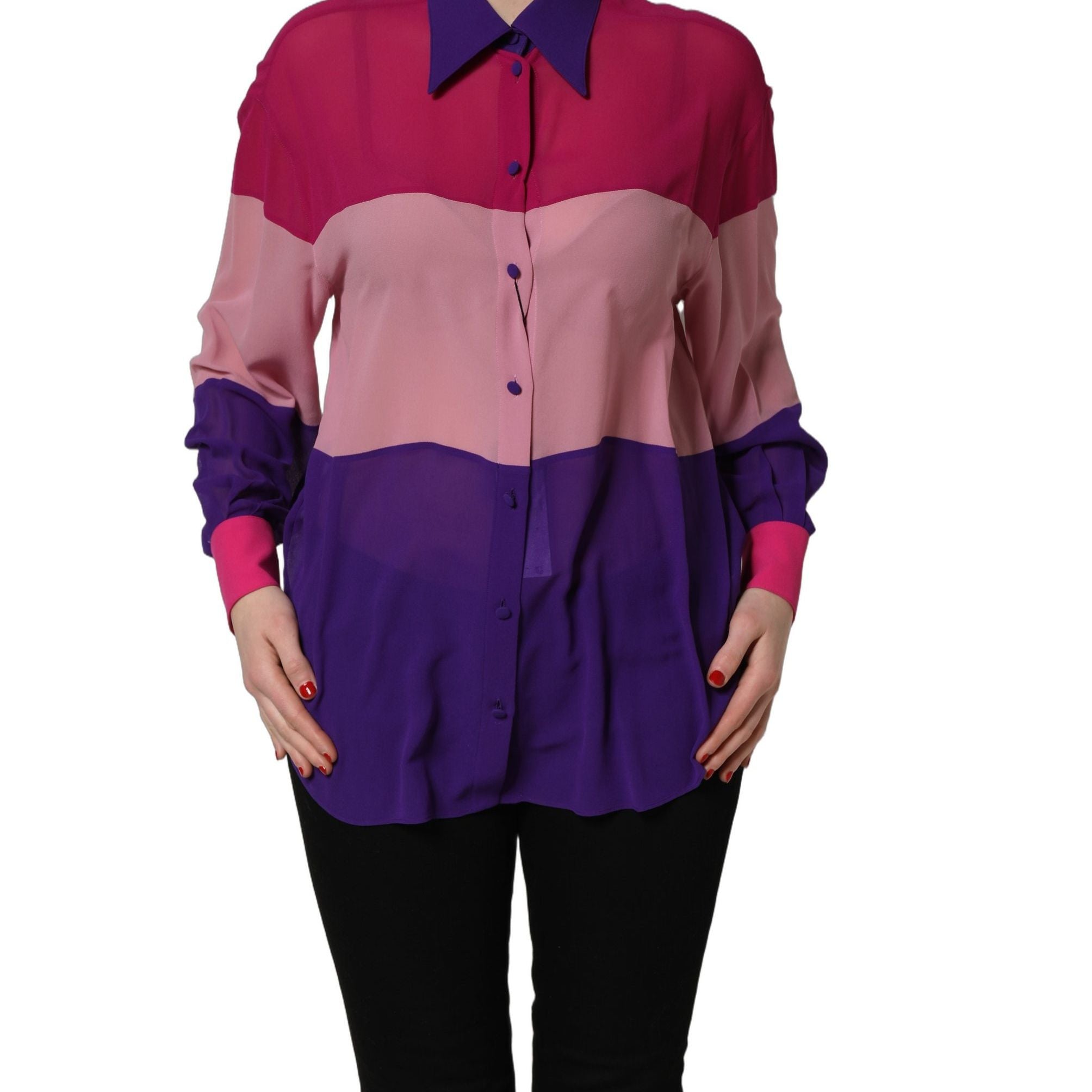 Dolce & Gabbana Multicolor Silk Patchwork Shirt Blouse Top