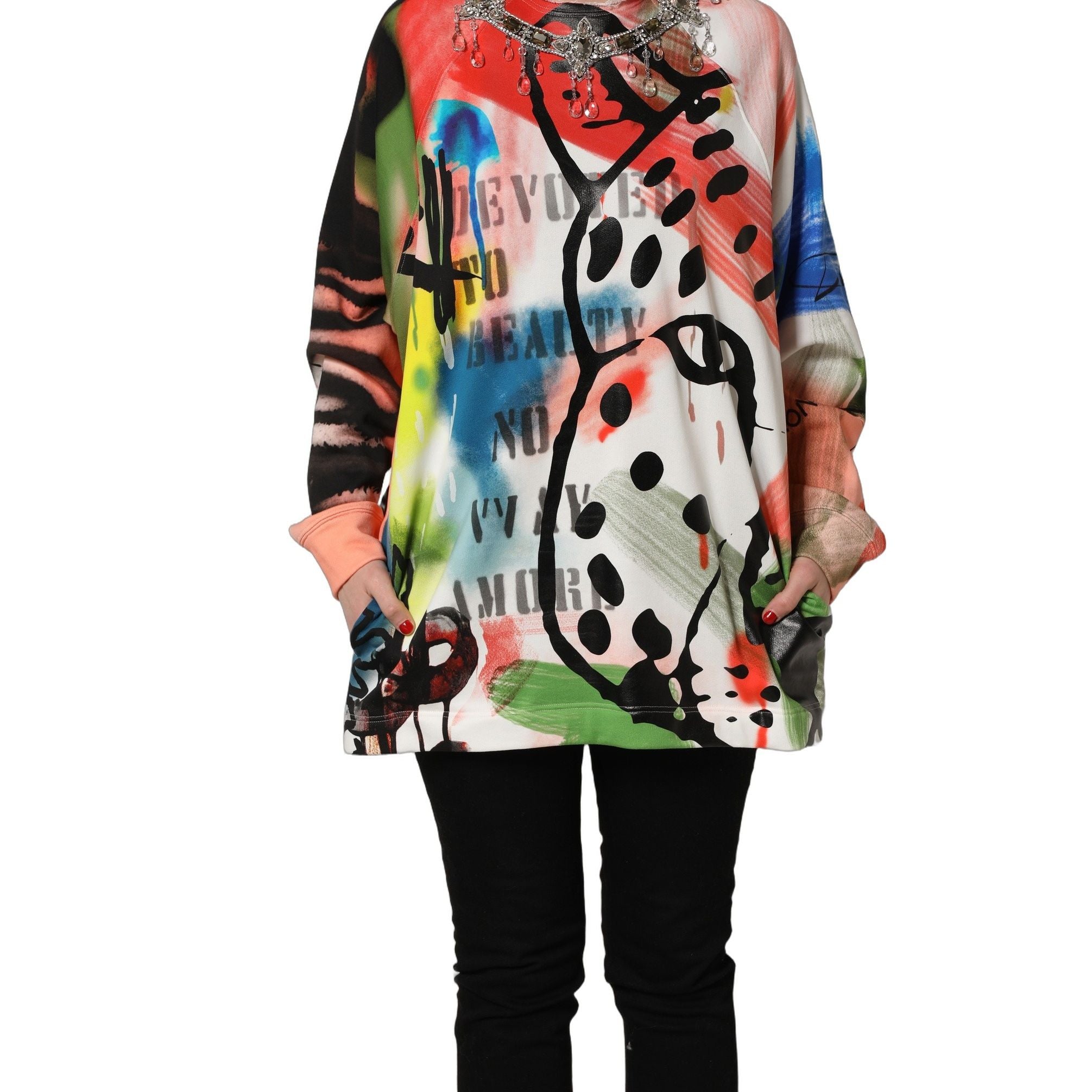 Dolce & Gabbana Multicolor Embellished Graffiti Sweatshirt