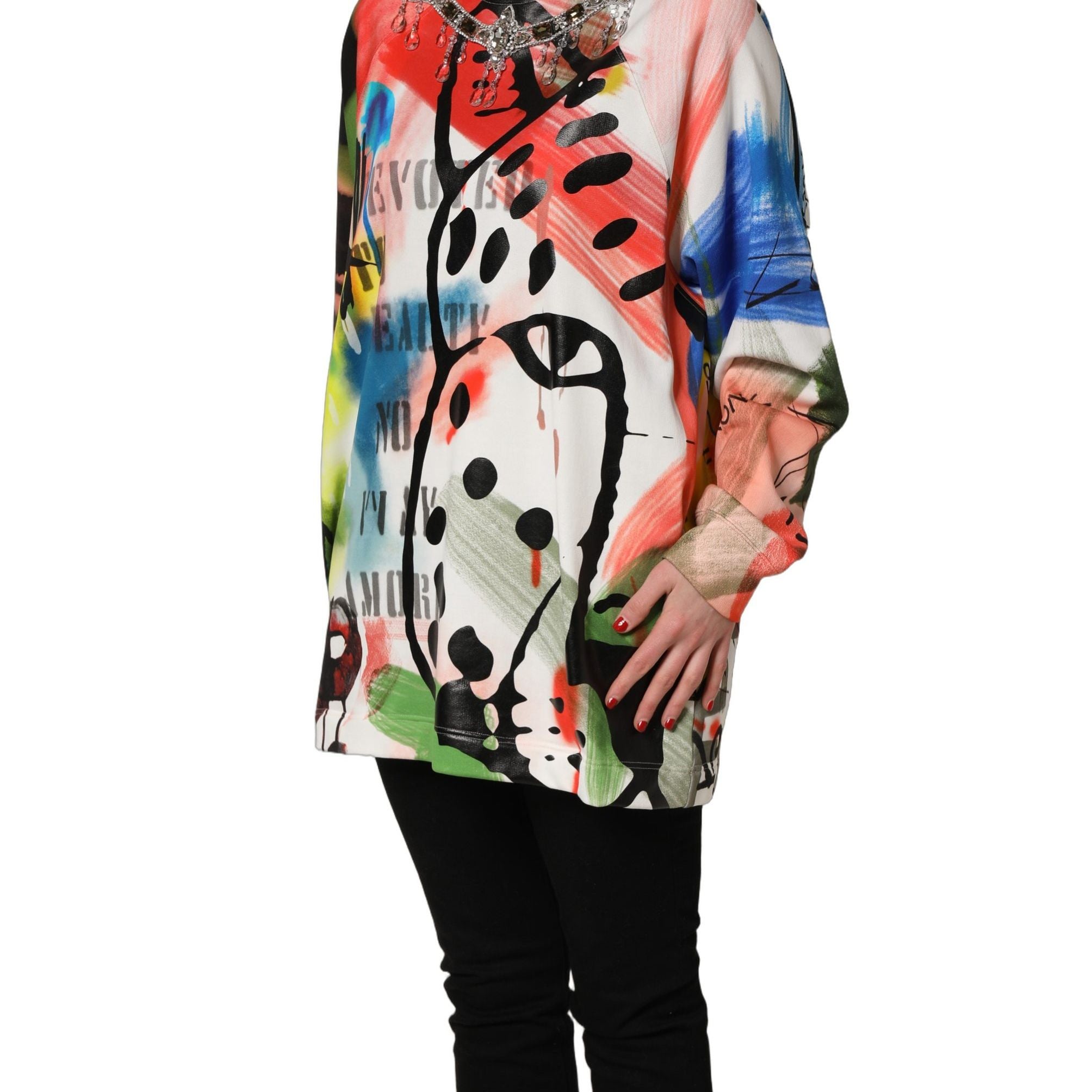 Dolce & Gabbana Multicolor Embellished Graffiti Sweatshirt