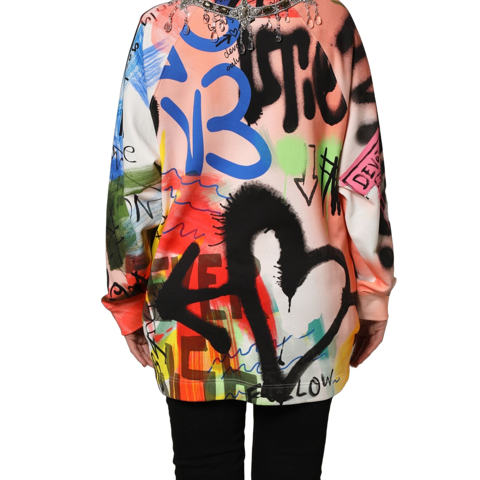 Dolce & Gabbana Multicolor Embellished Graffiti Sweatshirt