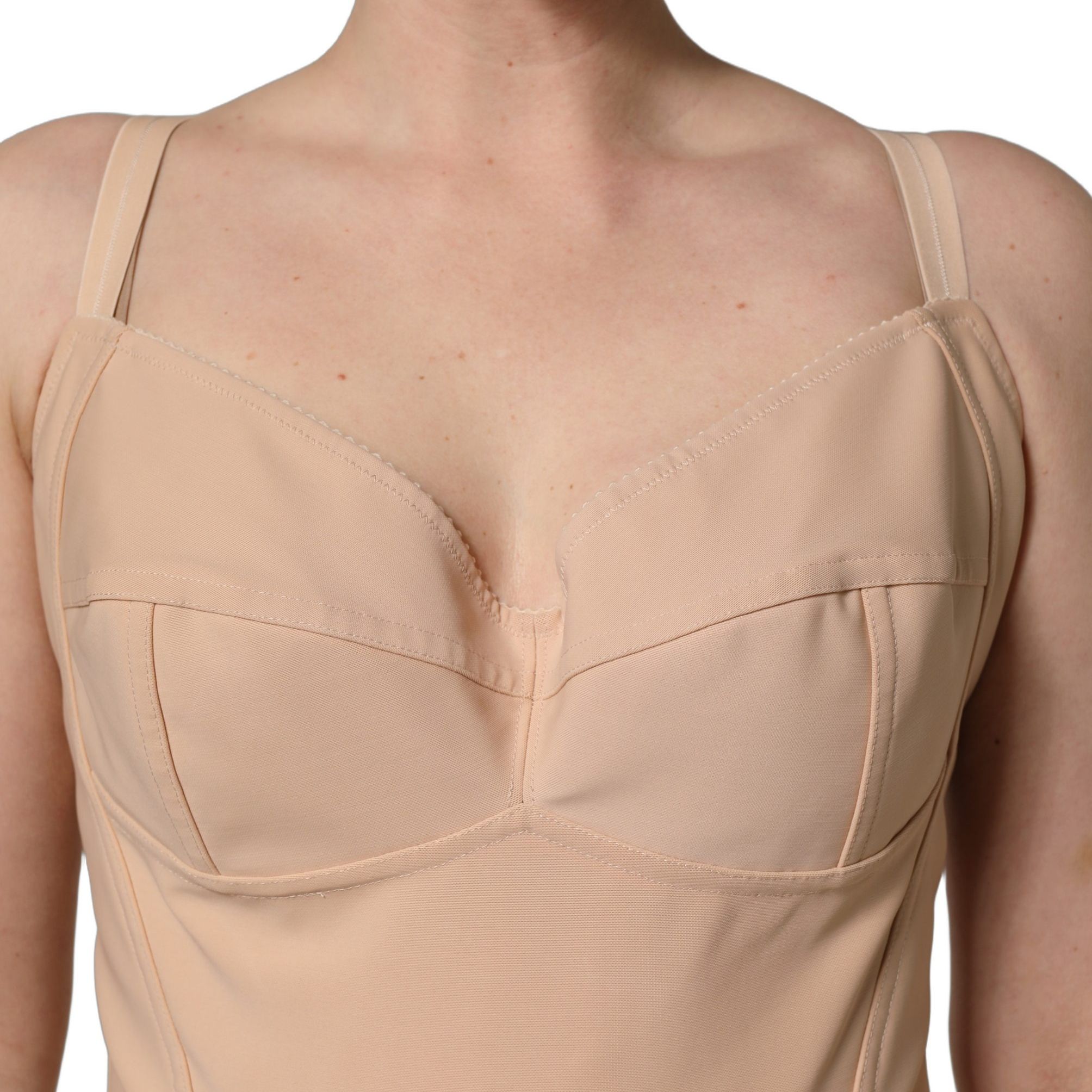Dolce & Gabbana Nude Nylon Full Body Shaper Bodysuit Top