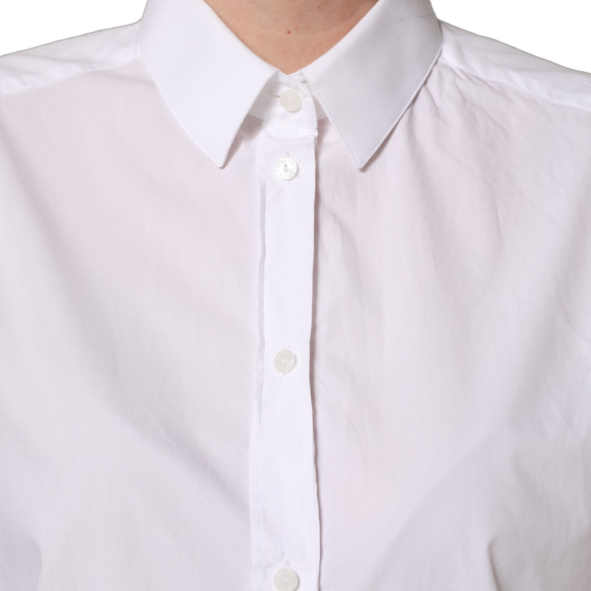 Dolce & Gabbana White Cotton Long Sleeve Button-Up Shirt Top