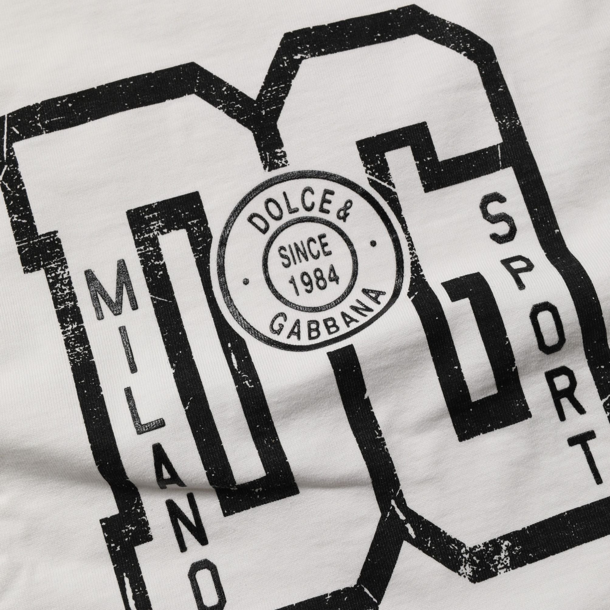 Dolce & Gabbana White Cotton DG Logo Print Cropped Jersey Top