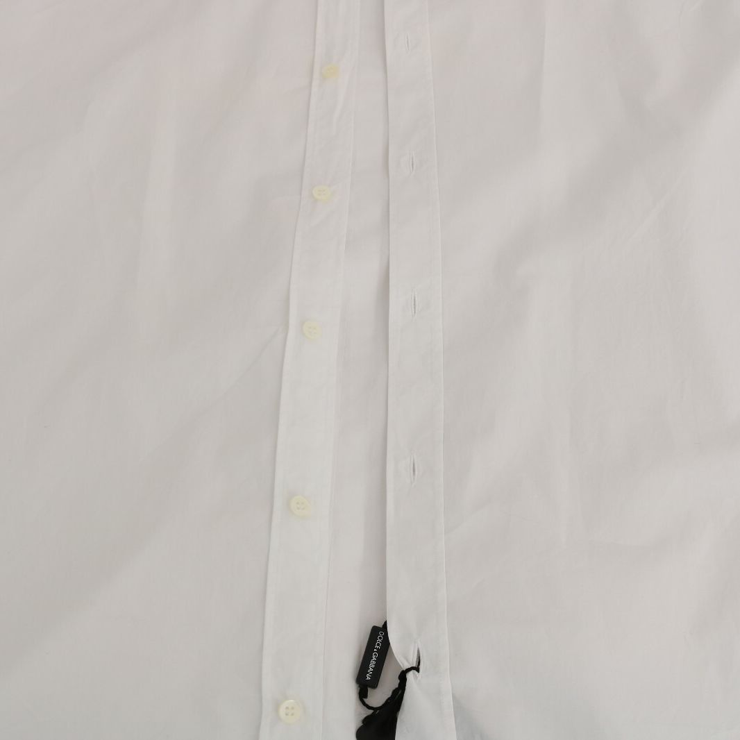 Dolce & Gabbana White 100% Cotton GOLD Slim Dress Shirt