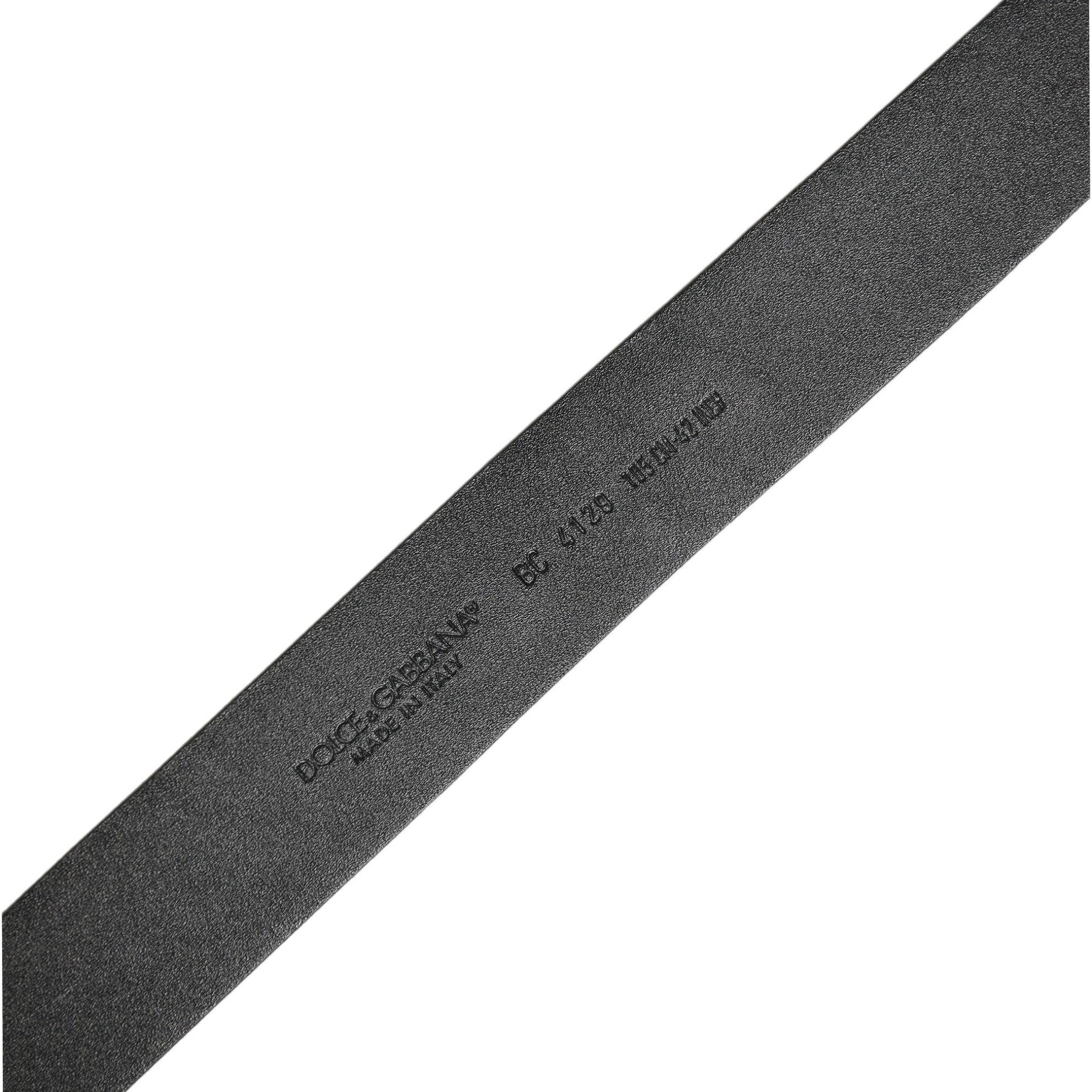 Dolce & Gabbana Black Leather Prince Crown Logo Buckle Belt