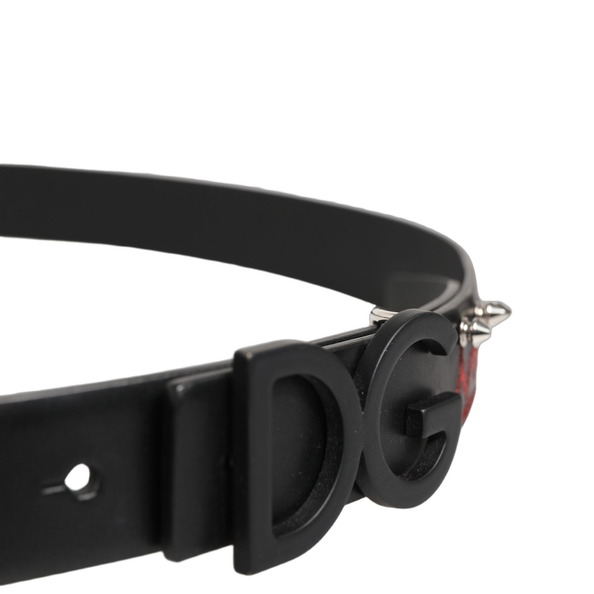 Dolce & Gabbana Black Leather Prince Crown Logo Buckle Belt