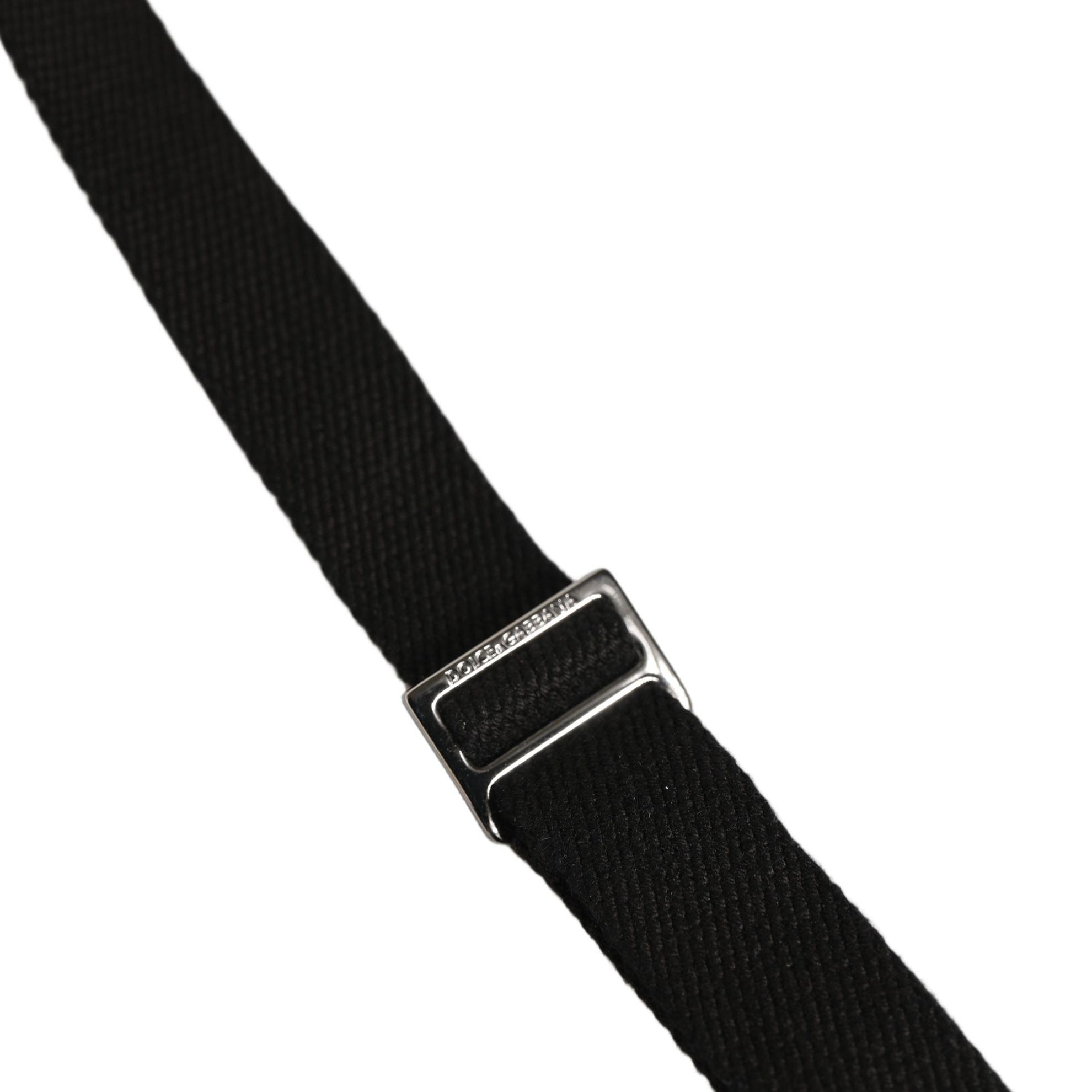 Dolce & Gabbana Black Cotton Leather Elastic Y-back Metal Clips Suspender