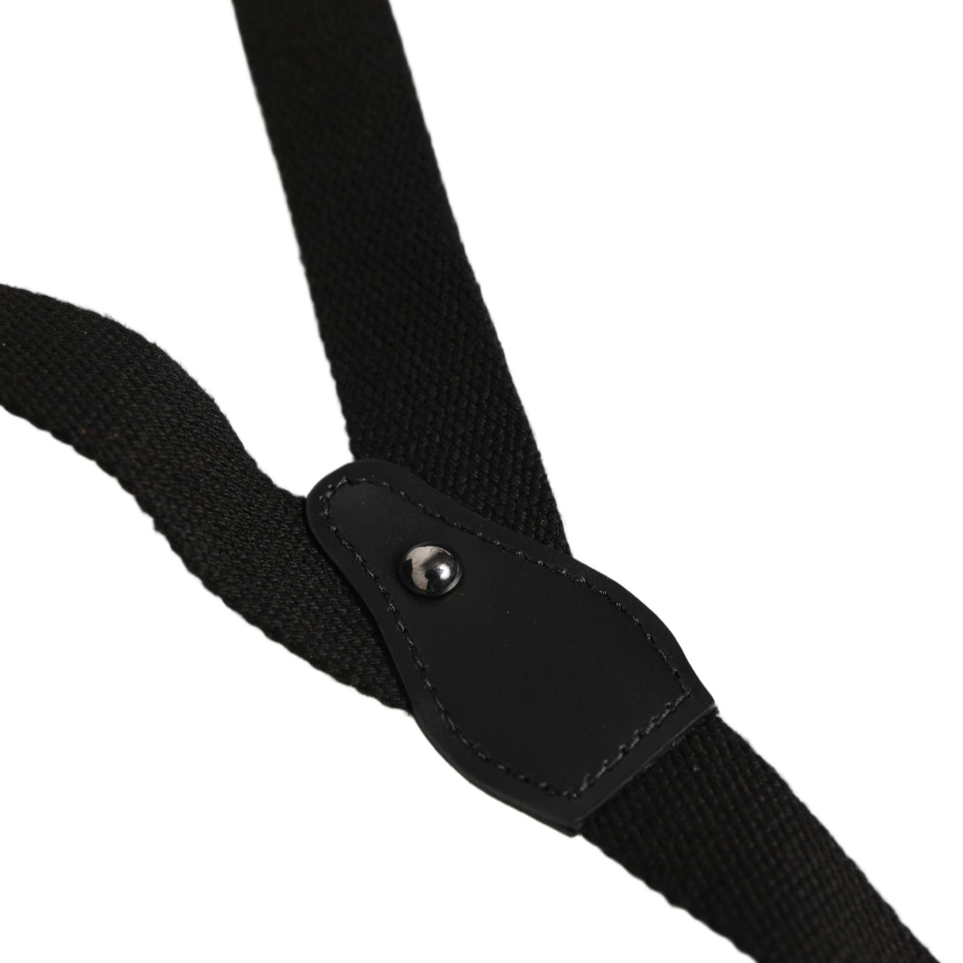 Dolce & Gabbana Black Cotton Leather Elastic Y-back Metal Clips Suspender