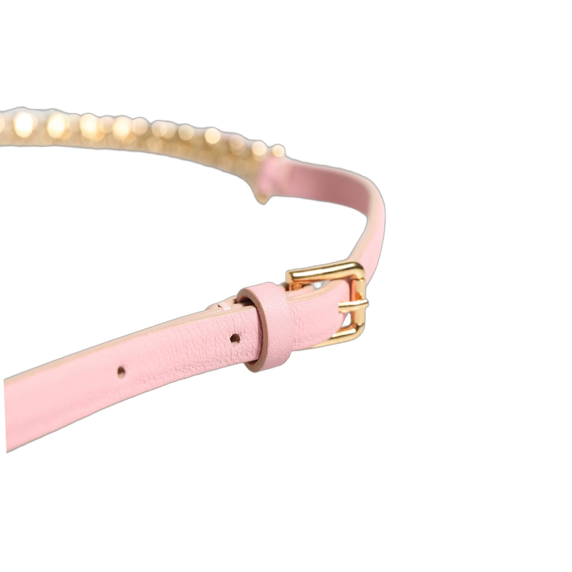 Dolce & Gabbana Pink Leather Crystal Chain Embellished Belt