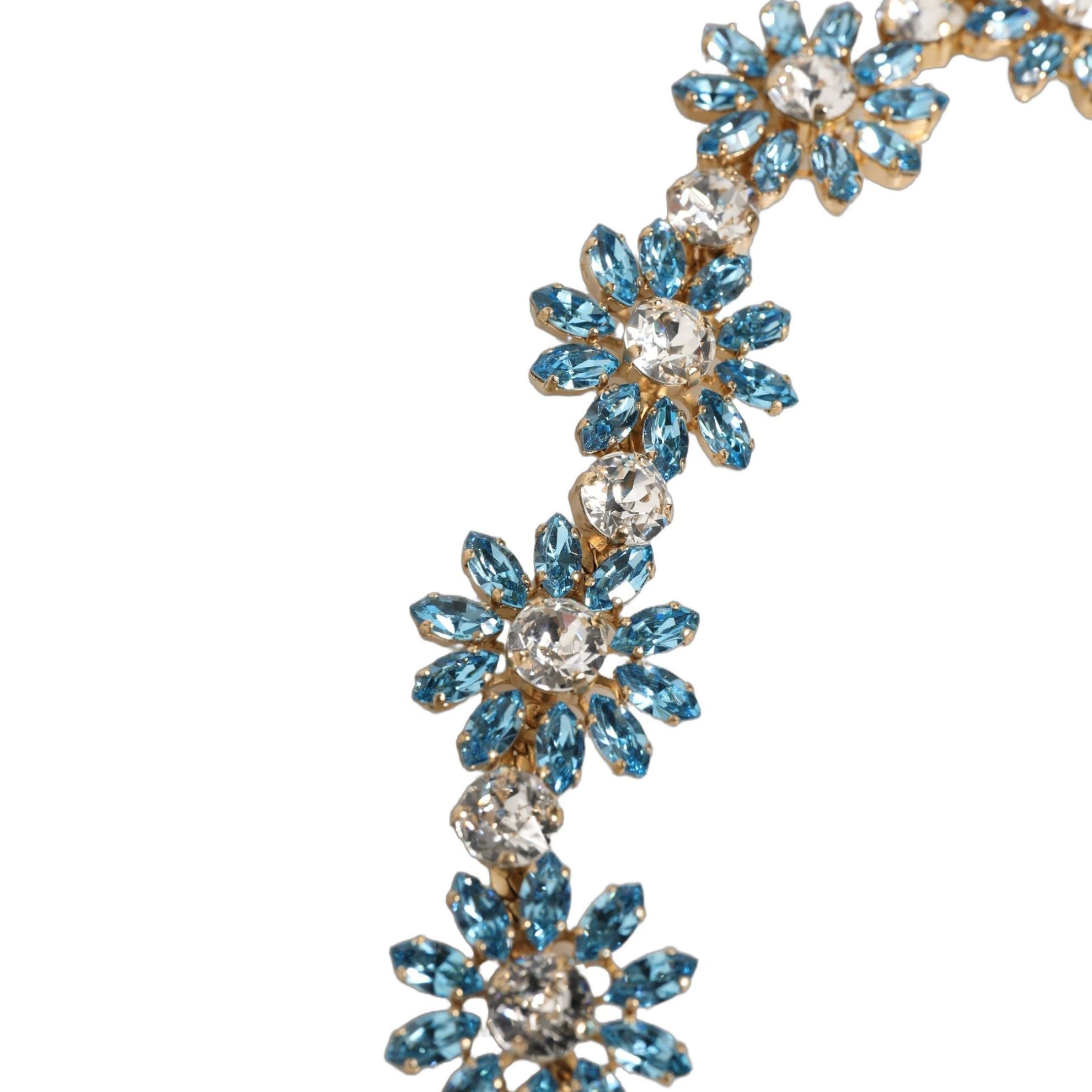 Dolce & Gabbana Green Leather Daisy Crystal Embellished Waist Belt