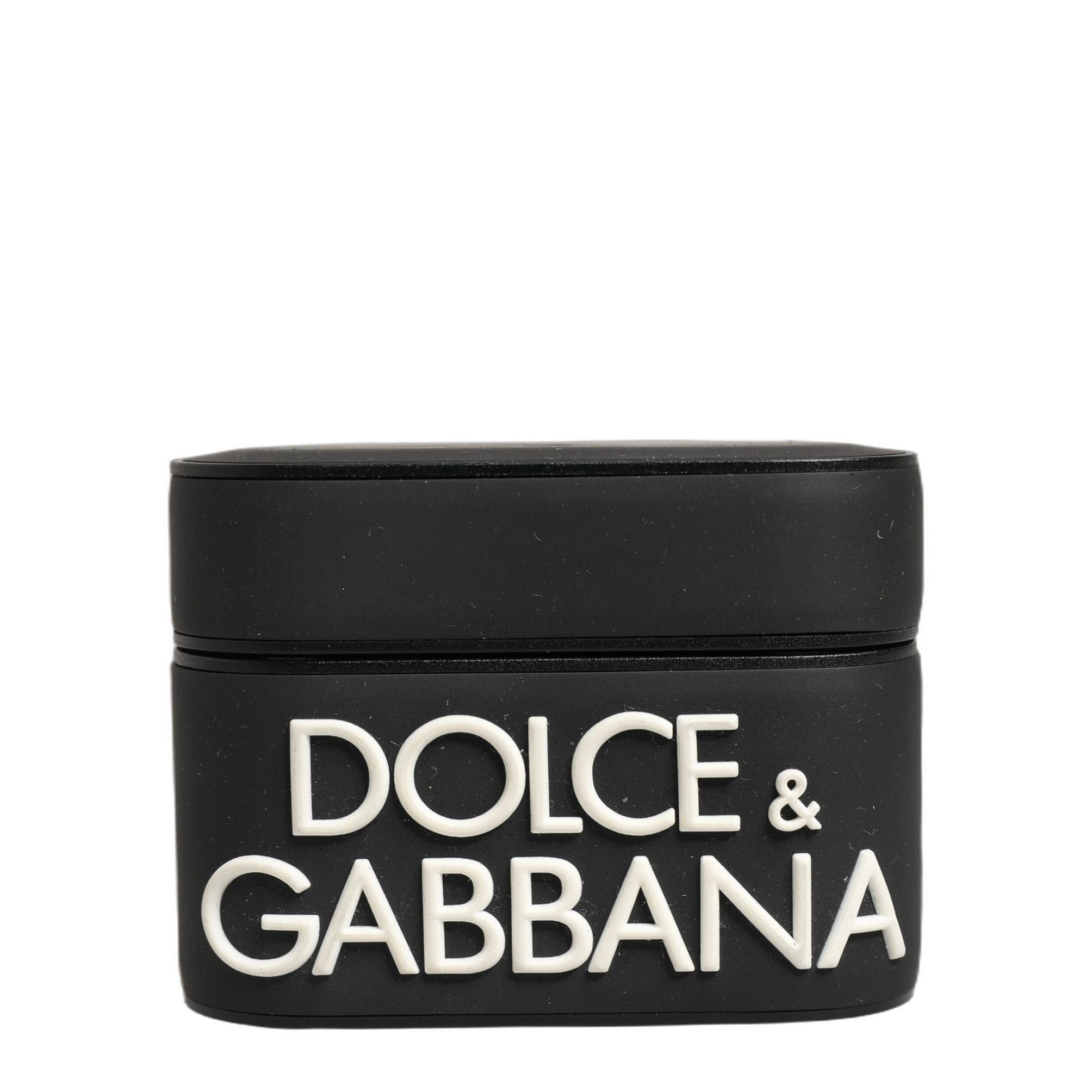Dolce & Gabbana Case Black PVC Embossed Logo Flip Holder Women Airpods