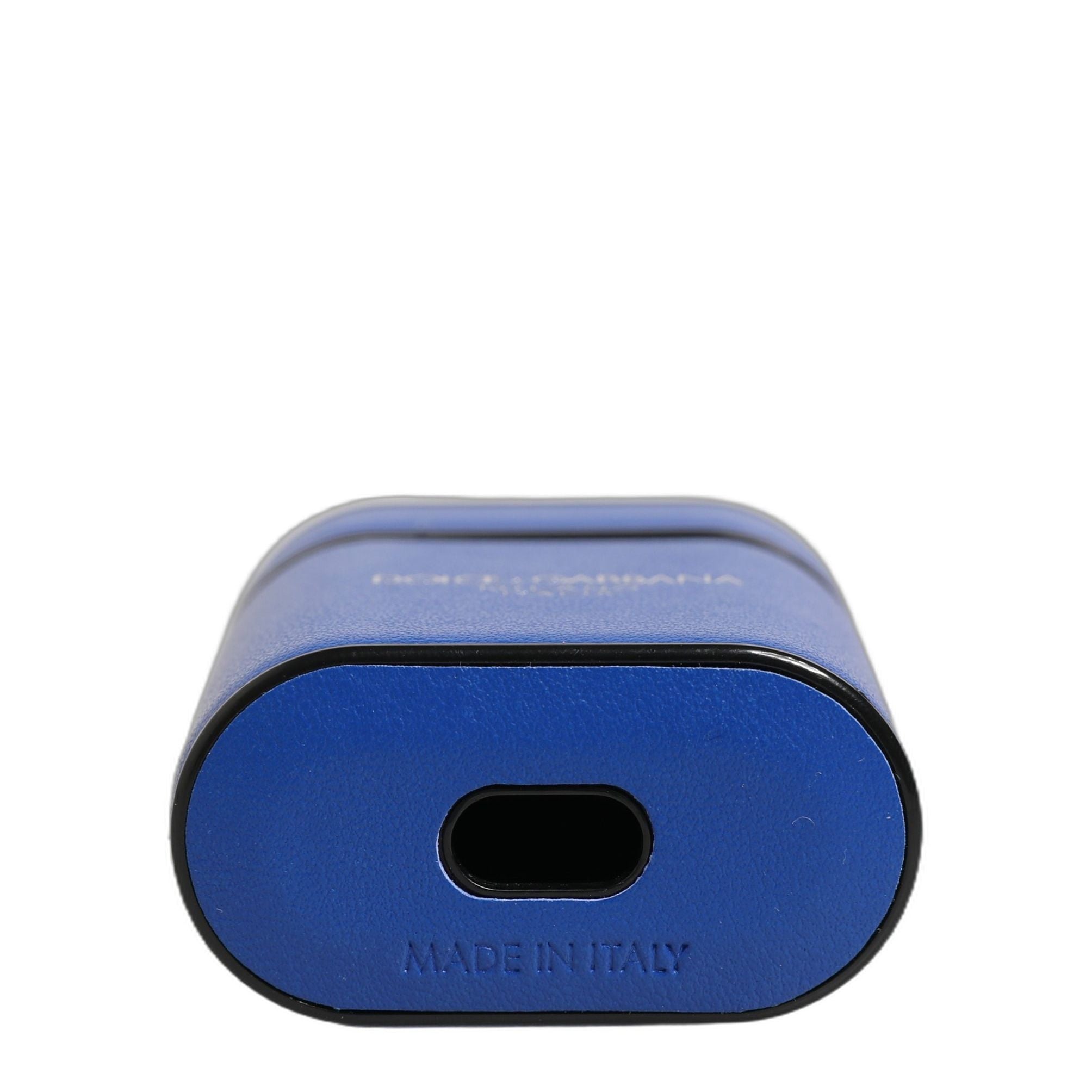 Dolce & Gabbana Case Blue Calf Leather Logo Flip Holder Strap Airpods