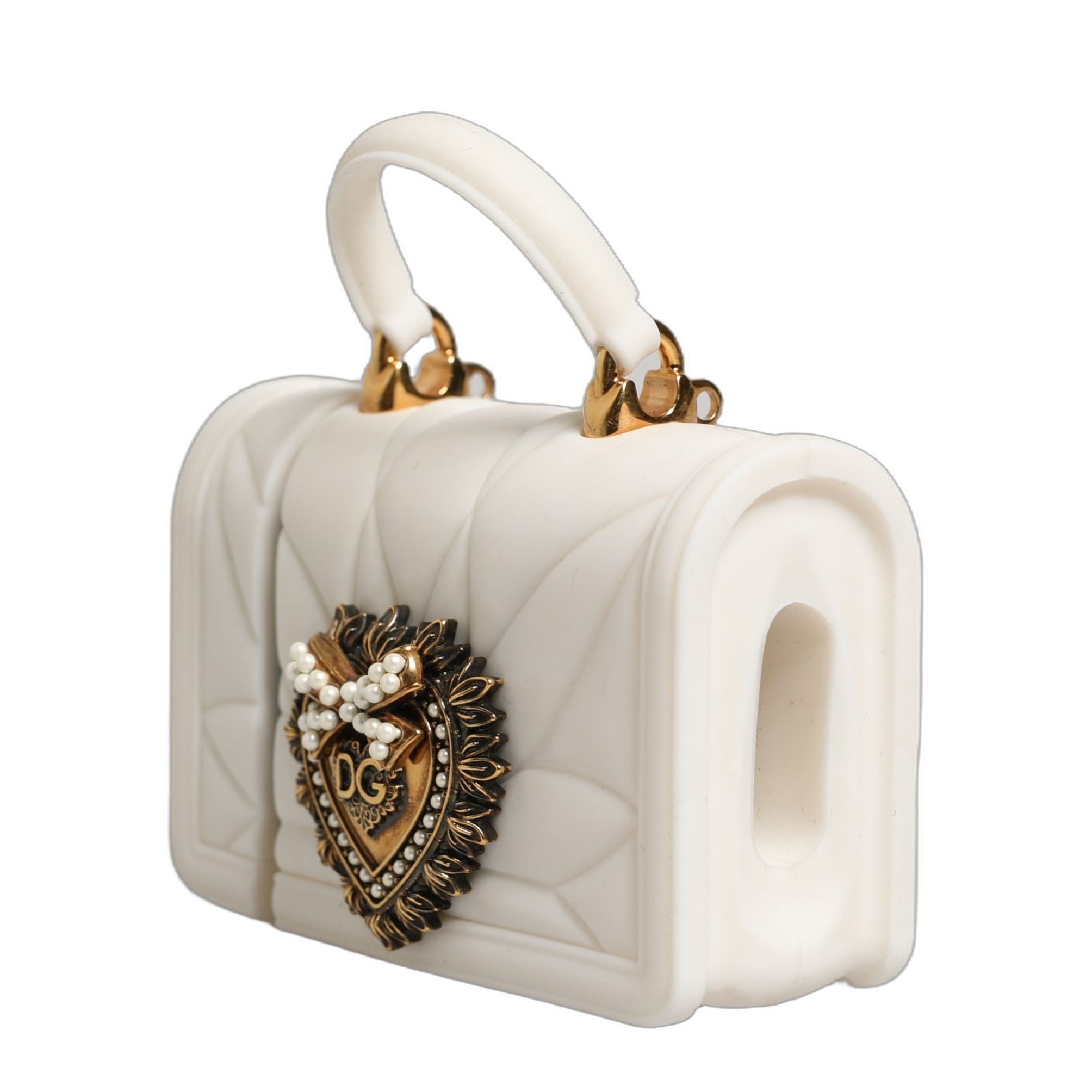 Dolce & Gabbana Case White Silicone Devotion Heart Cover Hand Bag Airpod