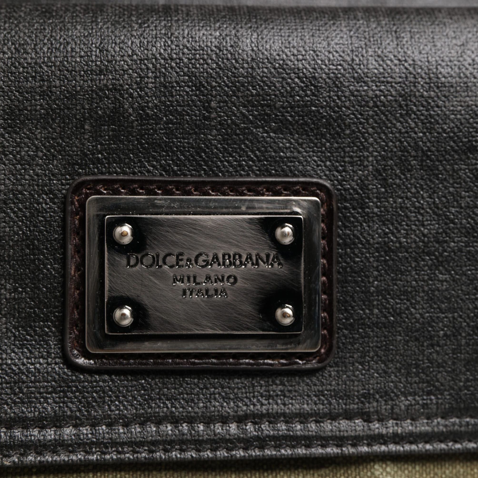 Dolce & Gabbana Military Green Two Tone Tote Duffel Shoulder Borse Bag