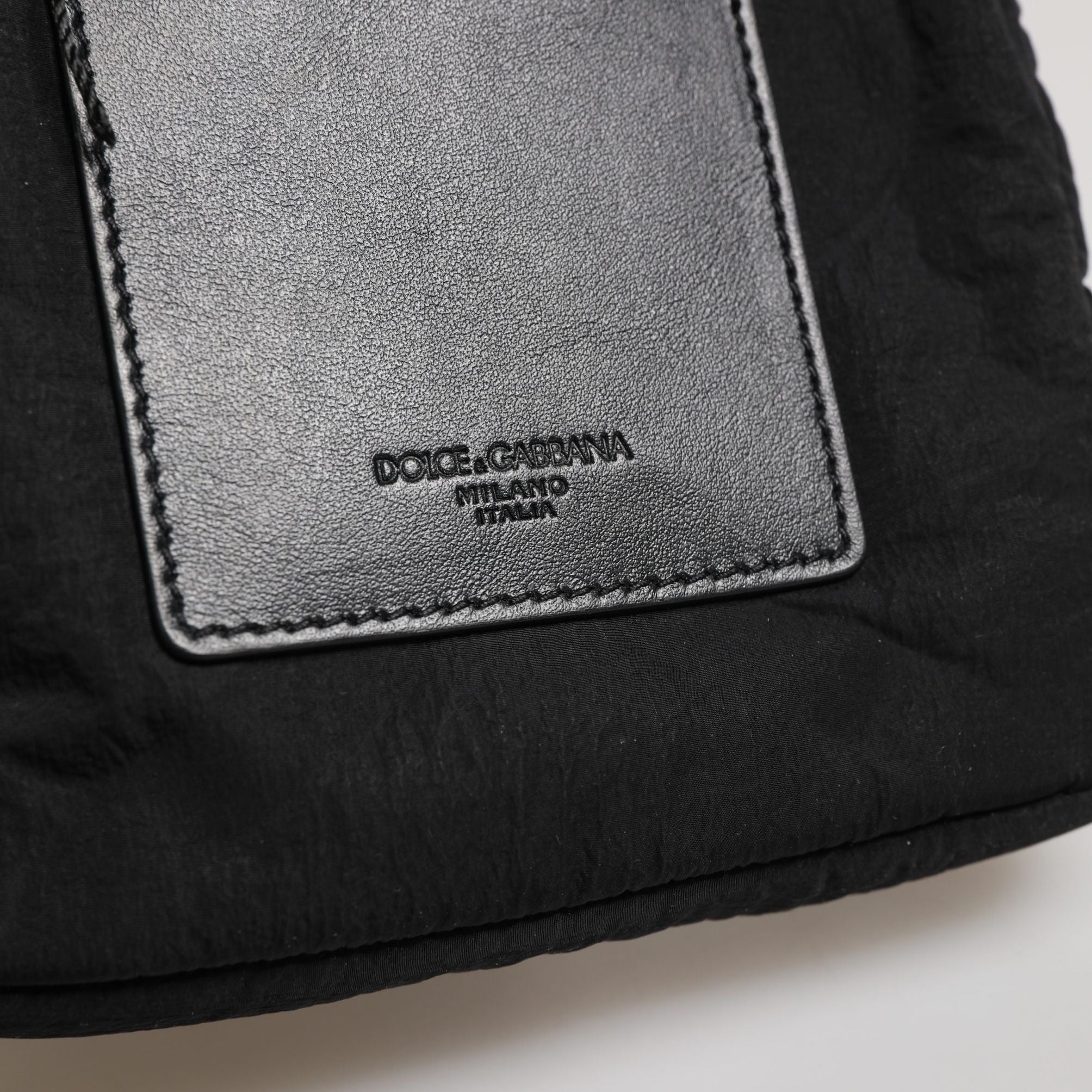 Dolce & Gabbana Black Nylon Rubberized Logo Print Crossbody Borse Bag