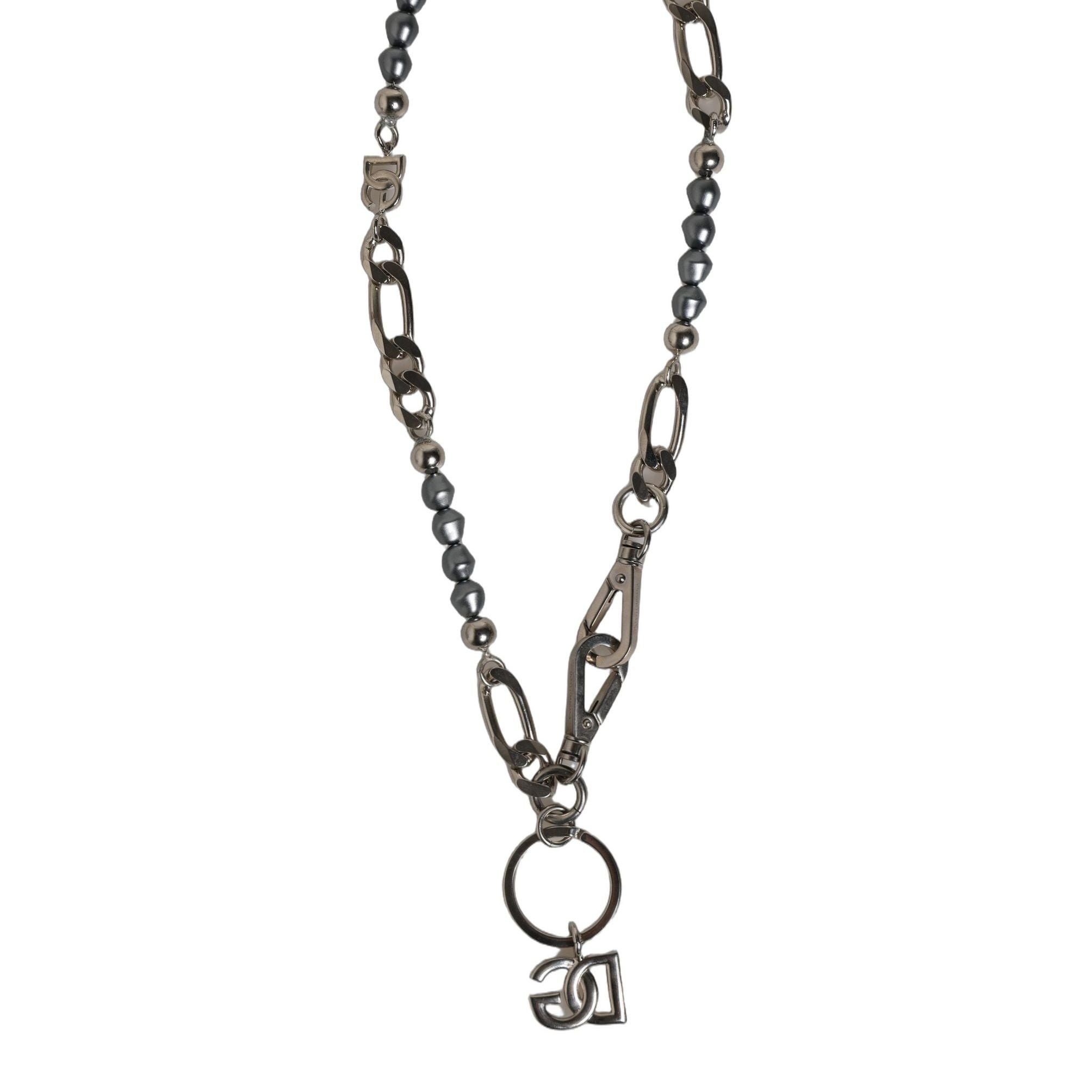 Dolce & Gabbana Silver Tone Chain Signature DG Logo Pendant Necklace